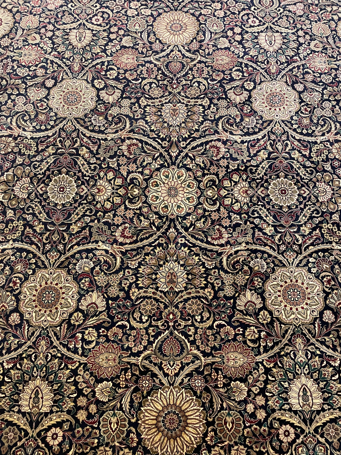 Hand Knotted Raspberry and Blue Rug (9x12) (0000S0)