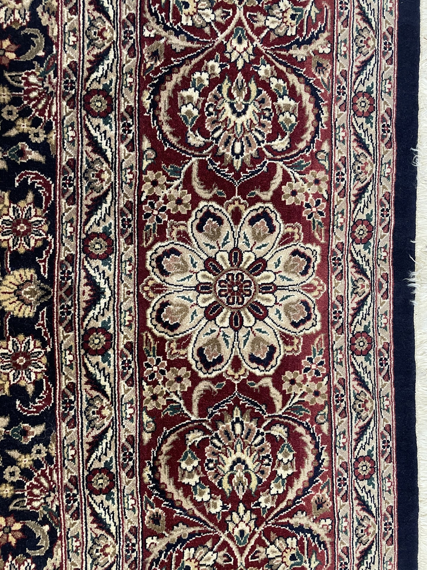 Hand Knotted Raspberry and Blue Rug (9x12) (0000S0)