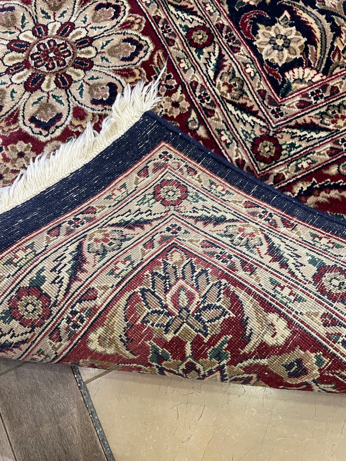 Hand Knotted Raspberry and Blue Rug (9x12) (0000S0)