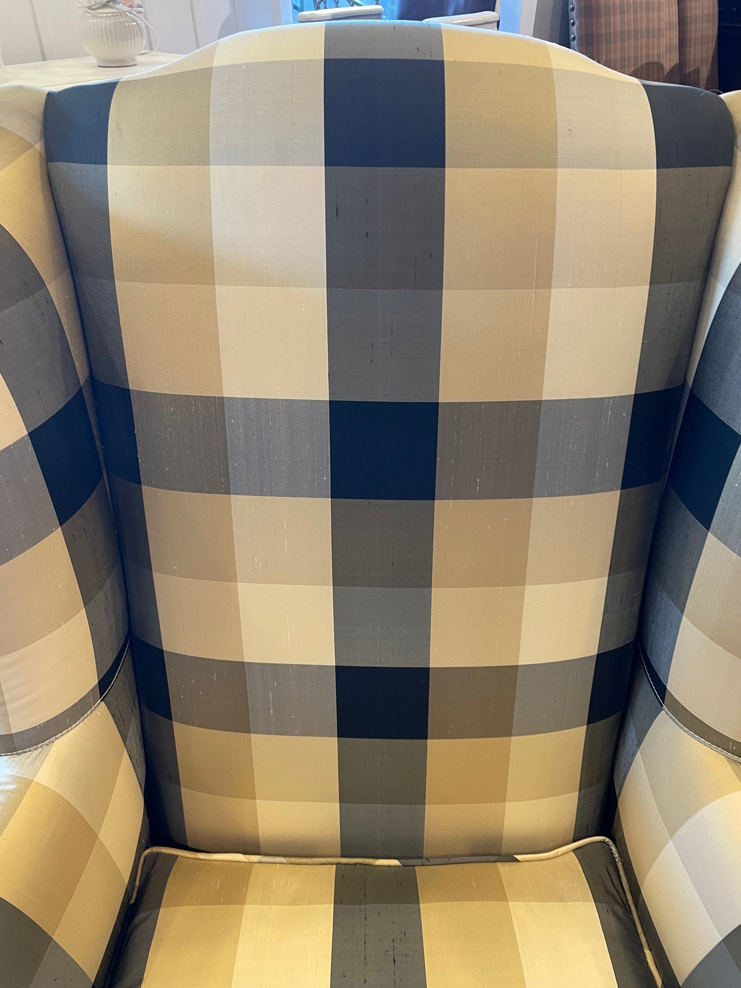 Plaid & Silk Wingback Chair (8V8CU8)