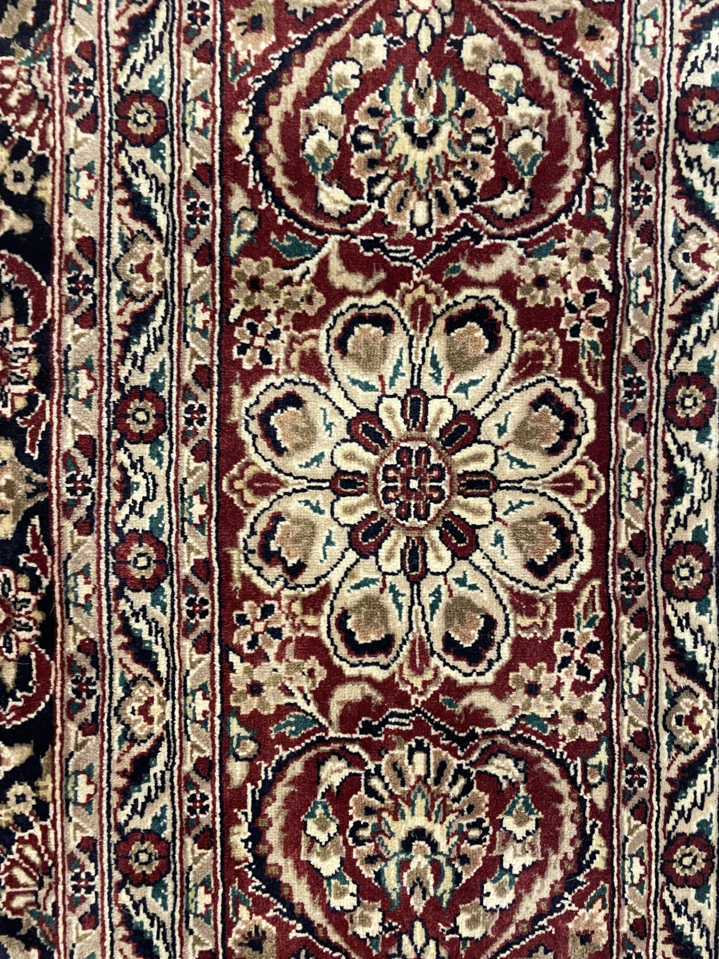 Hand Knotted Raspberry and Blue Rug (9x12) (0000S0)
