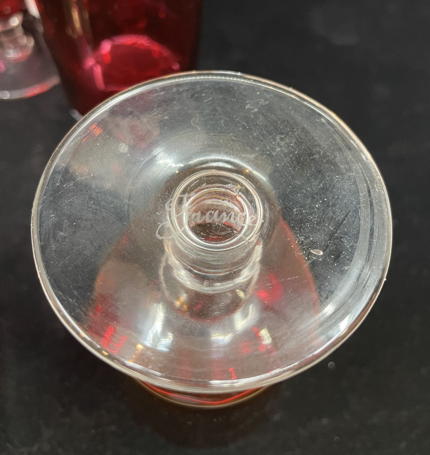 Set of 6 Hand Blown Cranberry Cocktail Glasses (02K003)