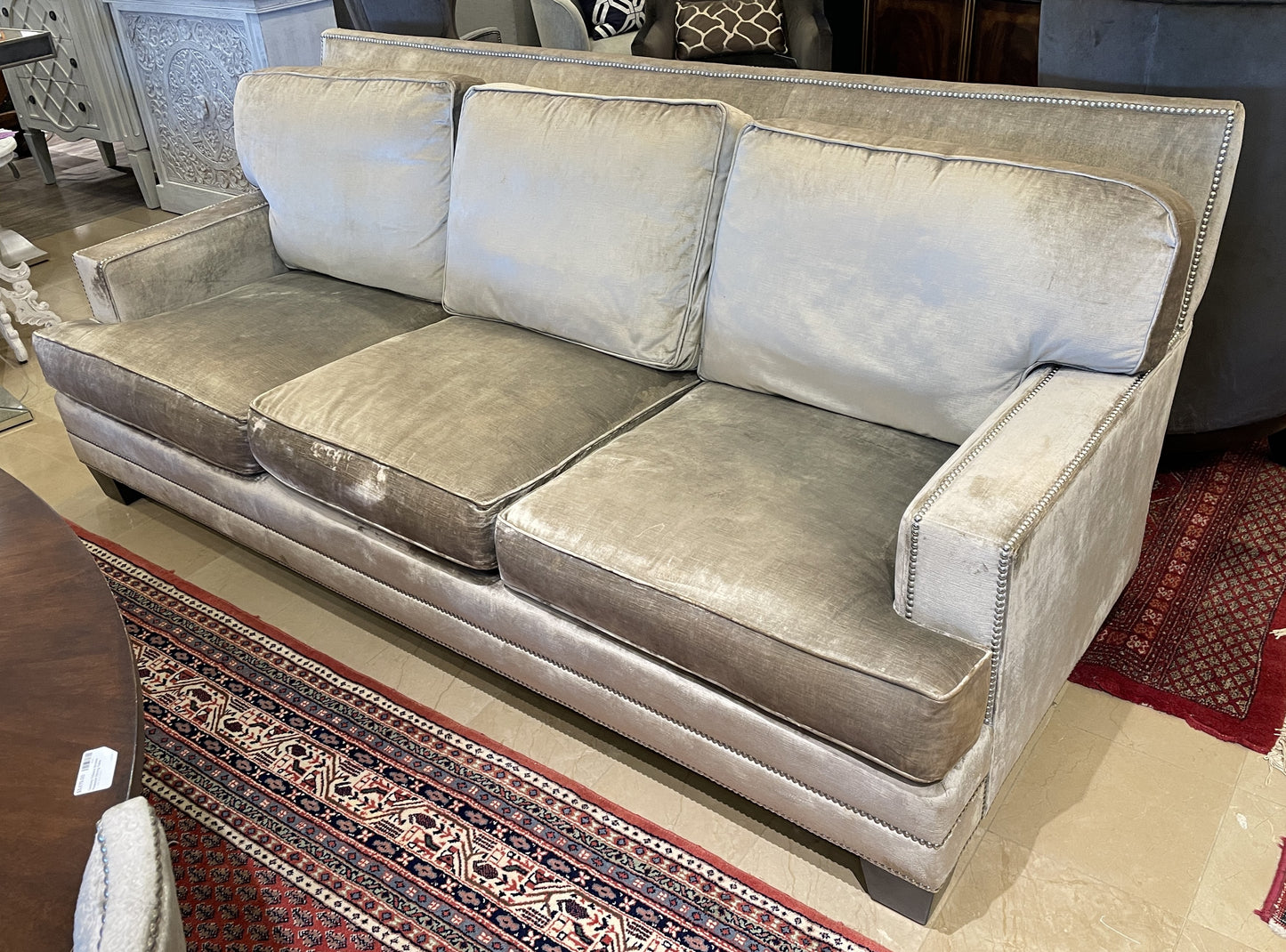 Henredon Velvet Custom Sofa, Long AS IS (0N4001)