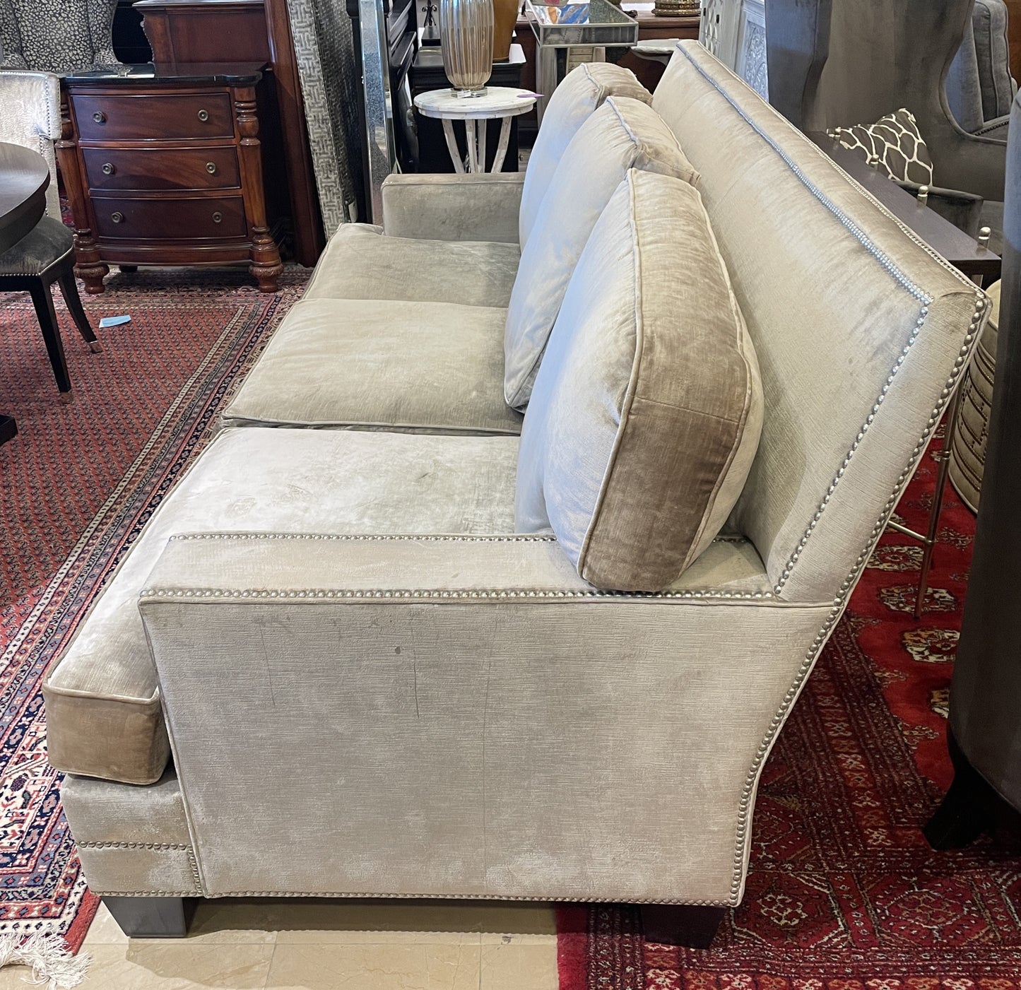 Henredon Velvet Custom Sofa, Long AS IS (0N4001)