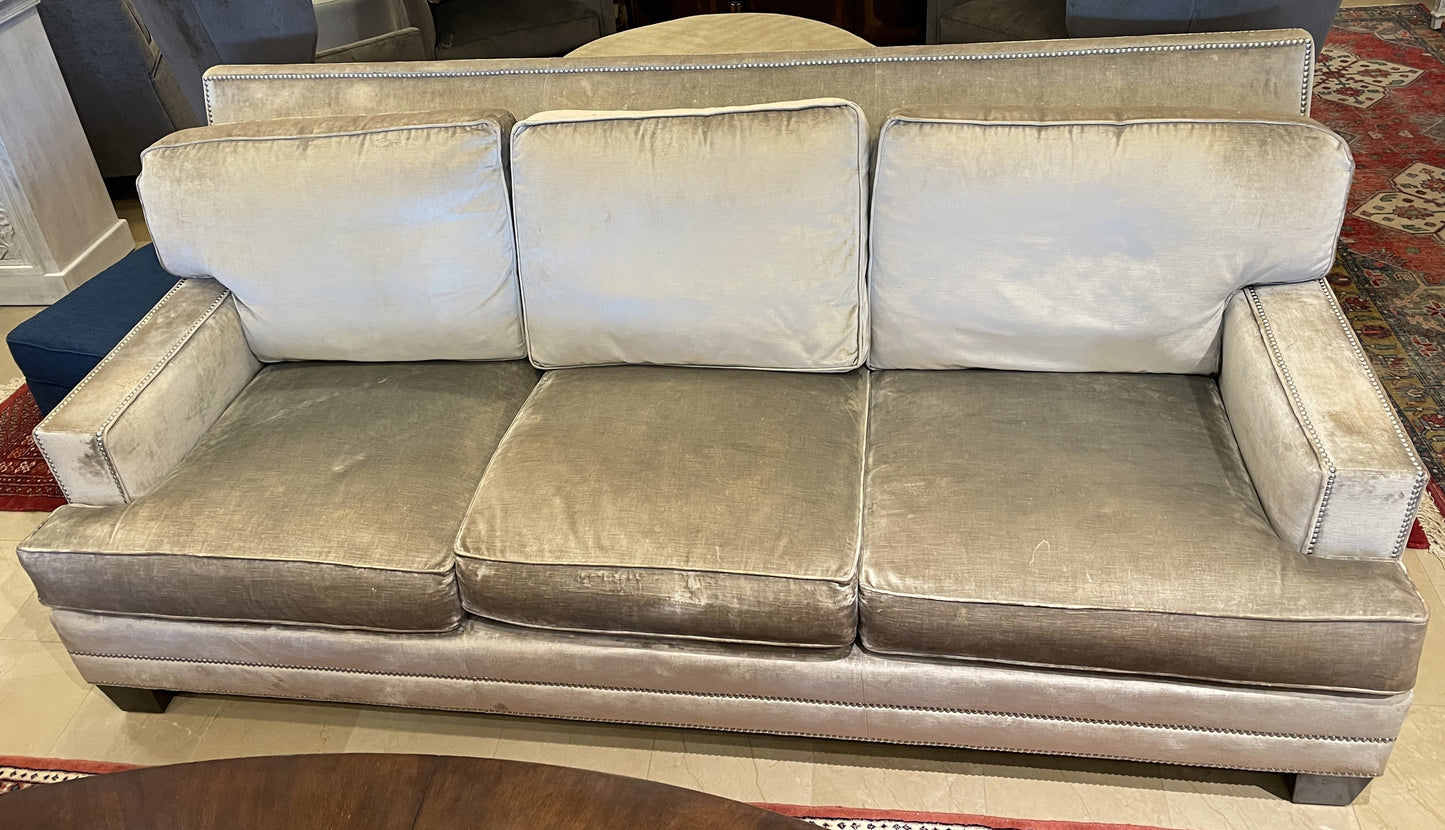 Henredon Velvet Custom Sofa, Long AS IS (0N4001)