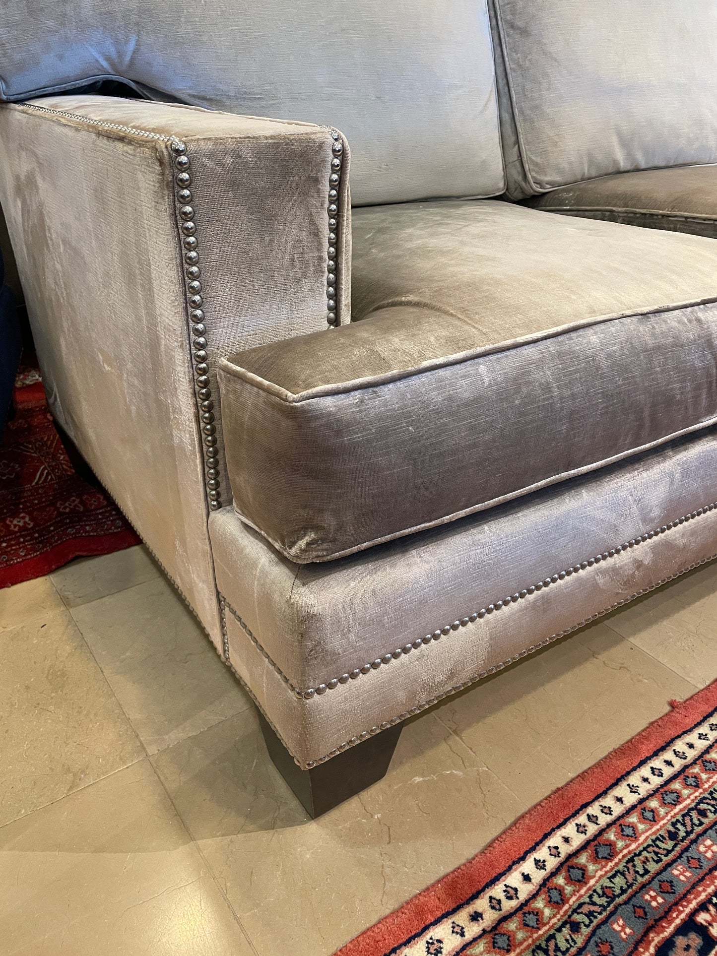 Henredon Velvet Custom Sofa, Long AS IS (0N4001)