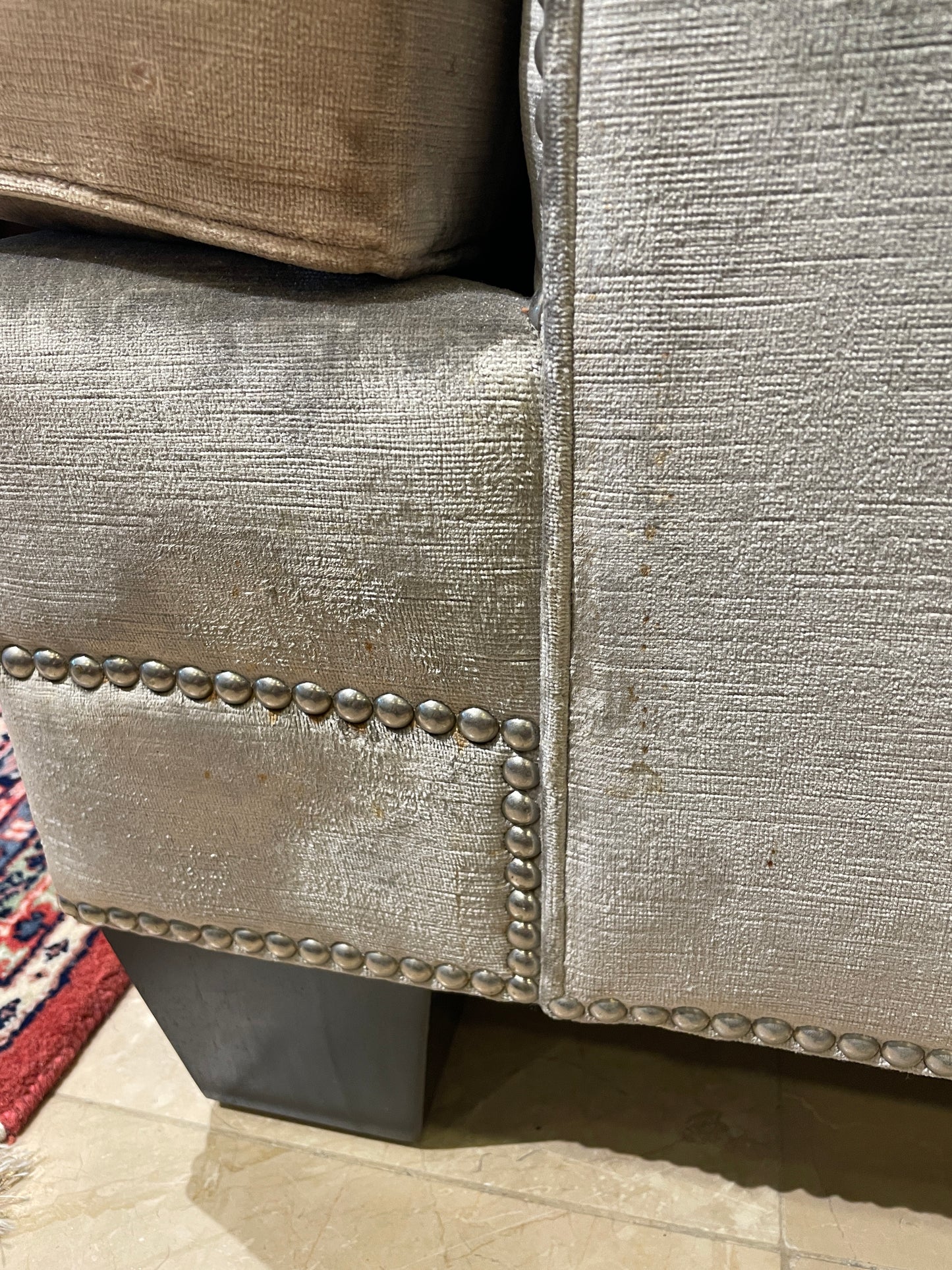 Henredon Velvet Custom Sofa, Long AS IS (0N4001)