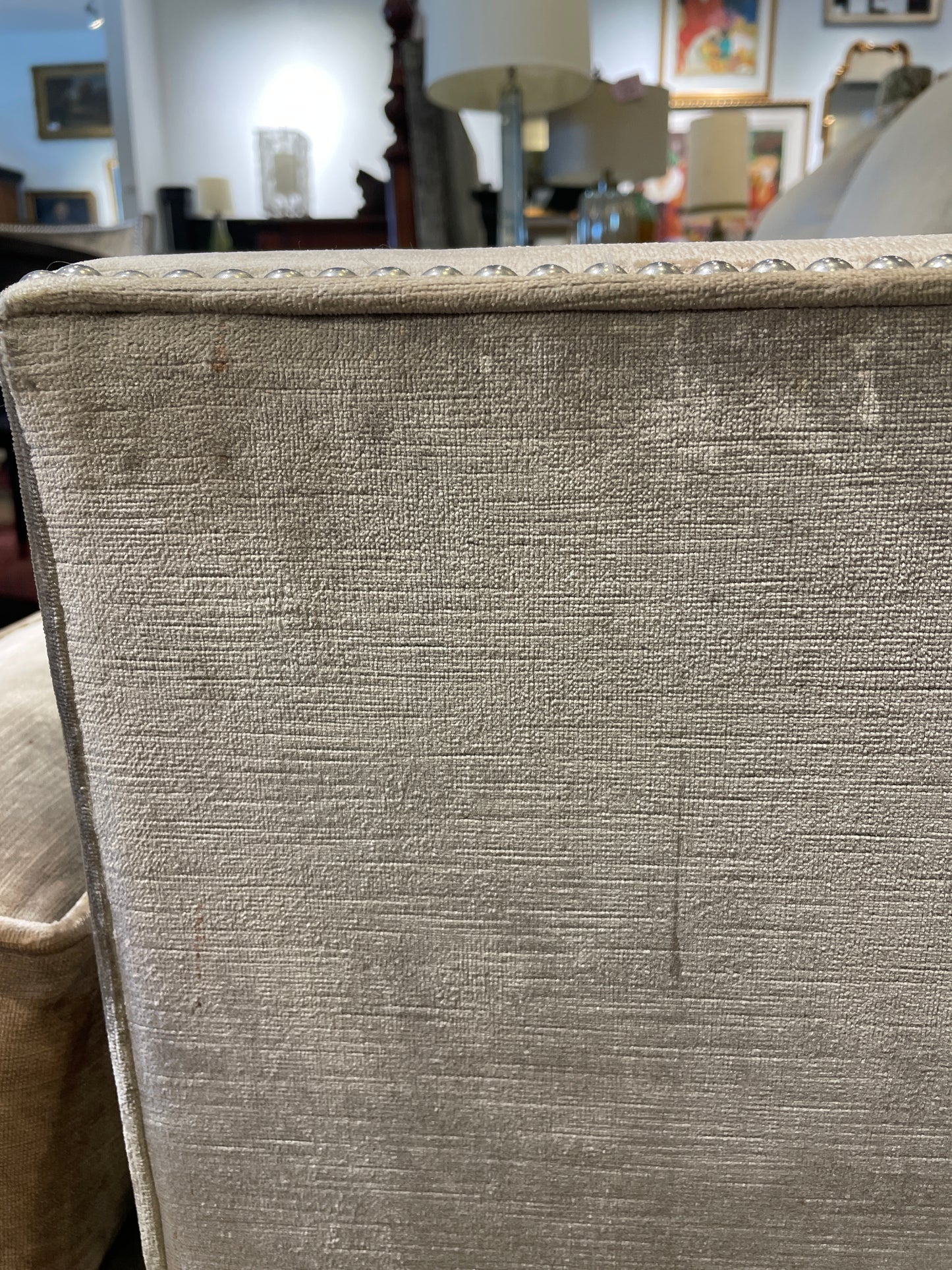Henredon Velvet Custom Sofa, Long AS IS (0N4001)