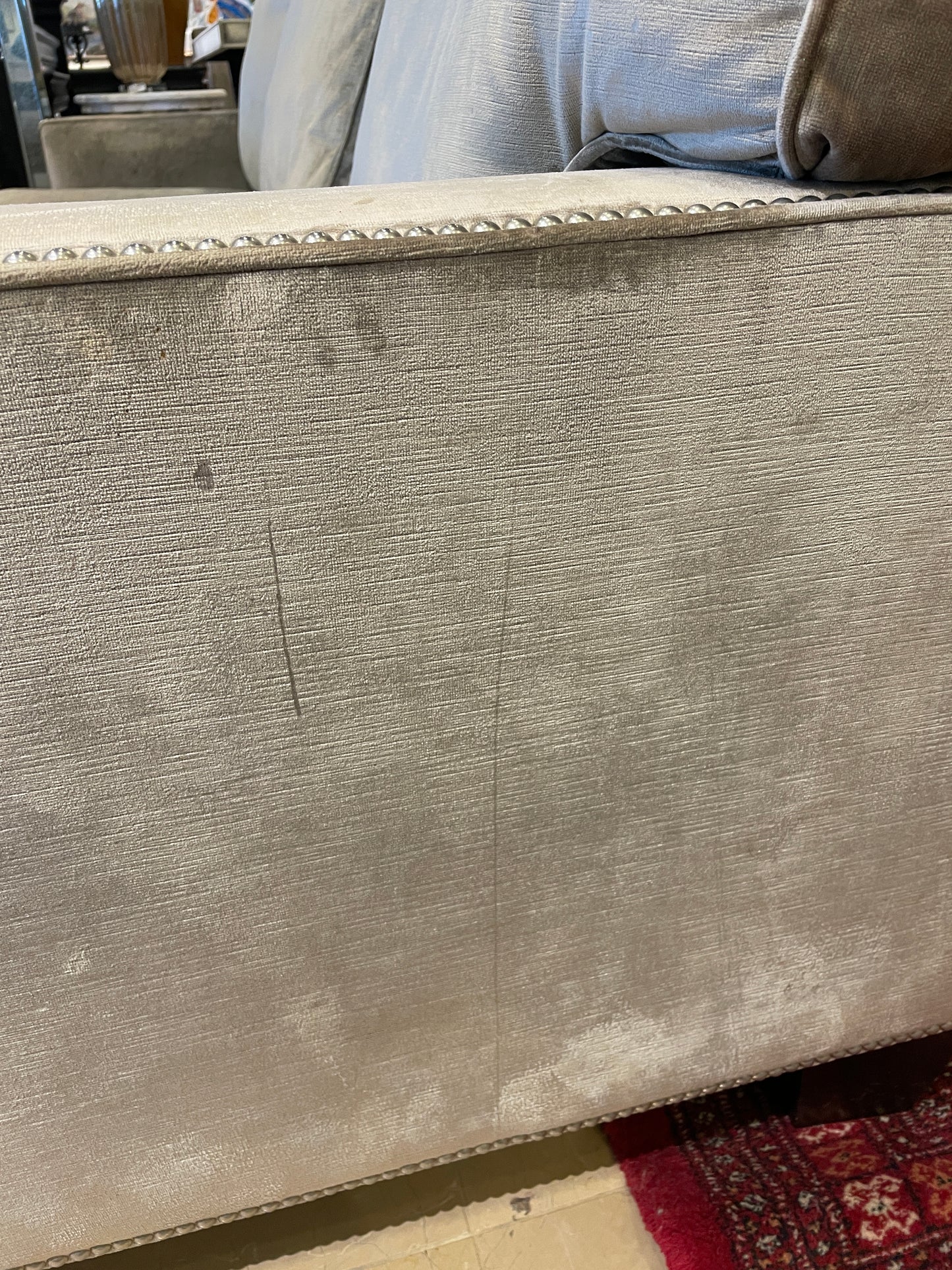Henredon Velvet Custom Sofa, Long AS IS (0N4001)