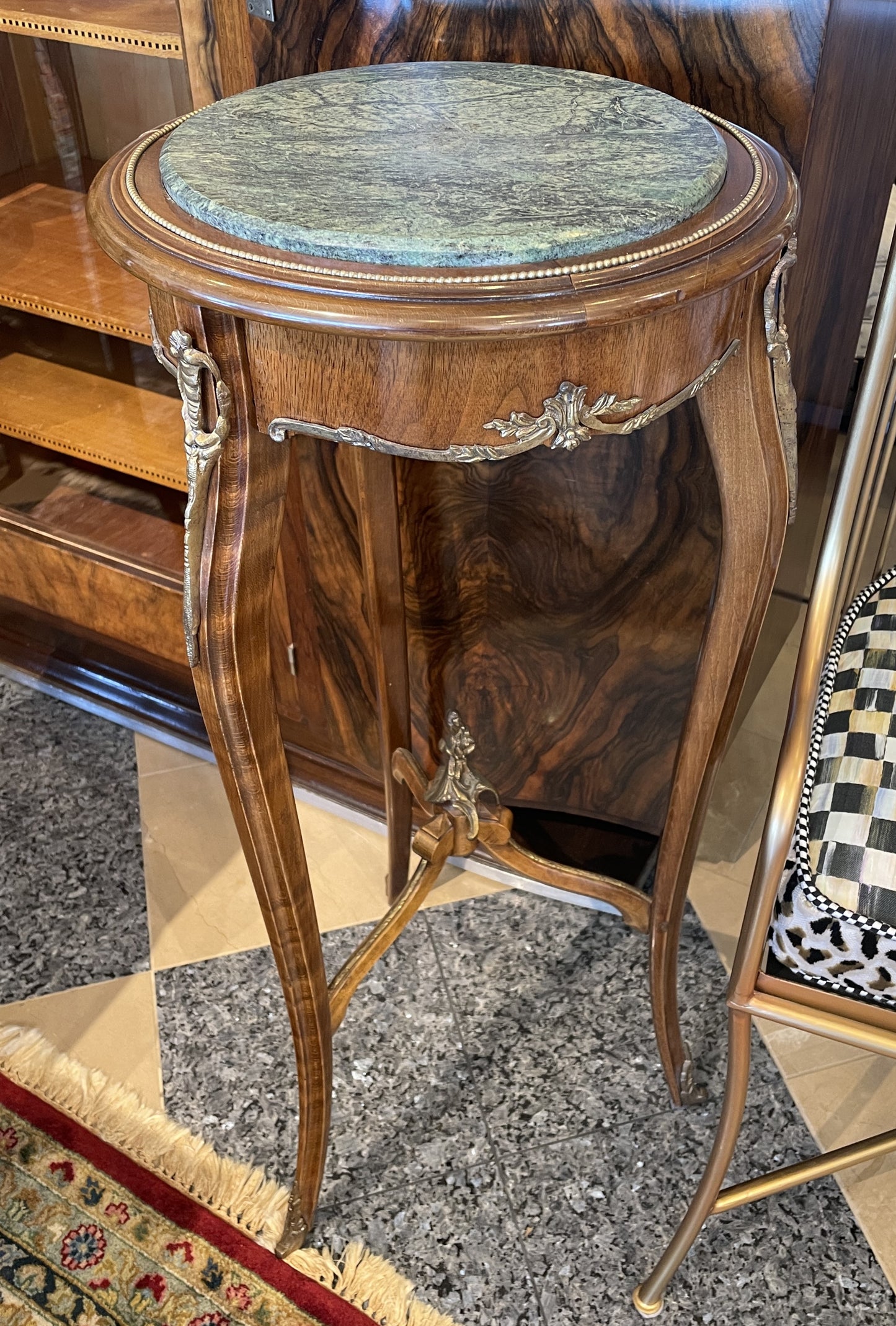 French Louis XV Pedestal with Ormolu and Marble Insert, AS IS (Two available 0N8007 and 0N8008)