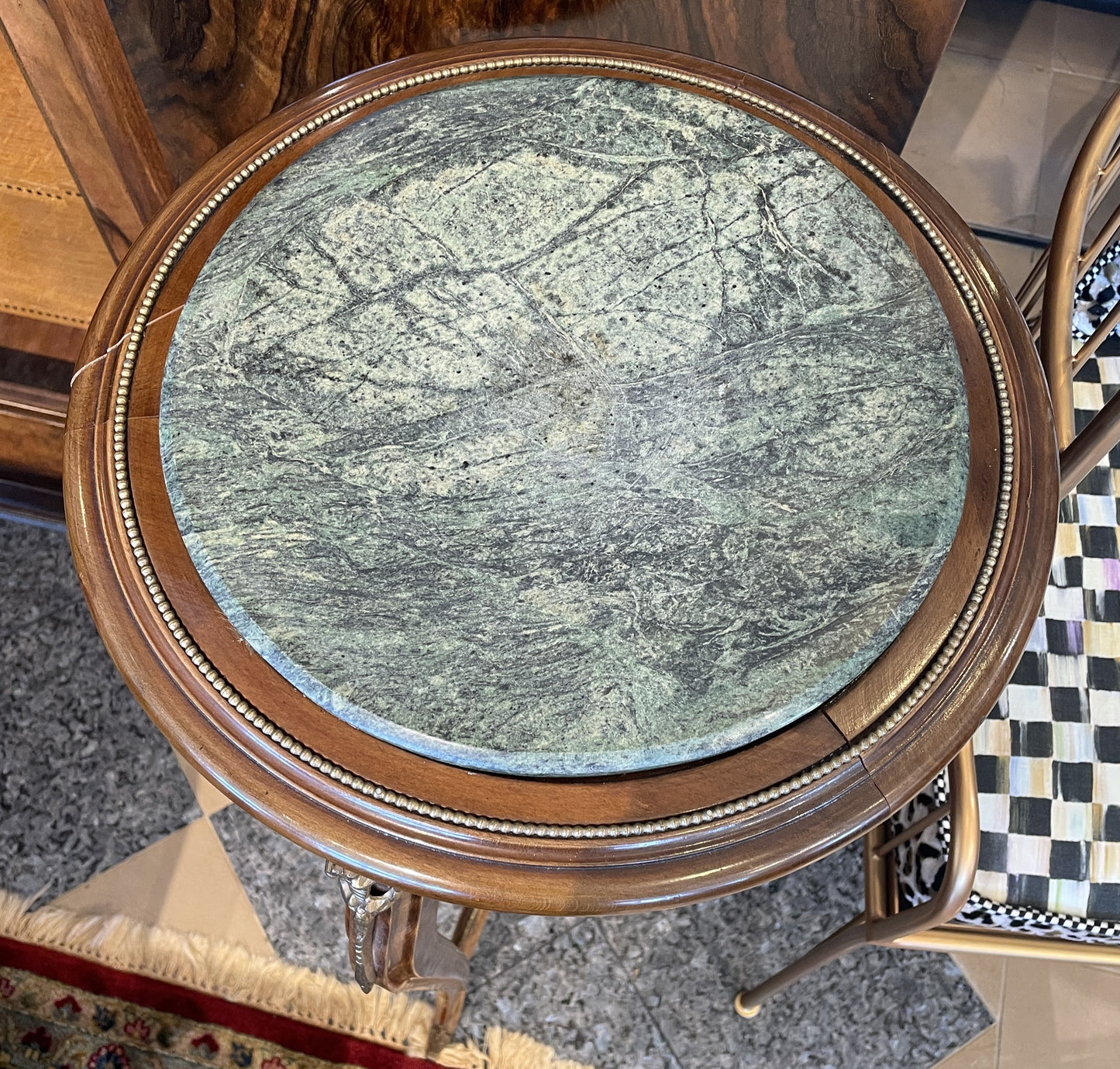 French Louis XV Pedestal with Ormolu and Marble Insert, AS IS (Two available 0N8007 and 0N8008)