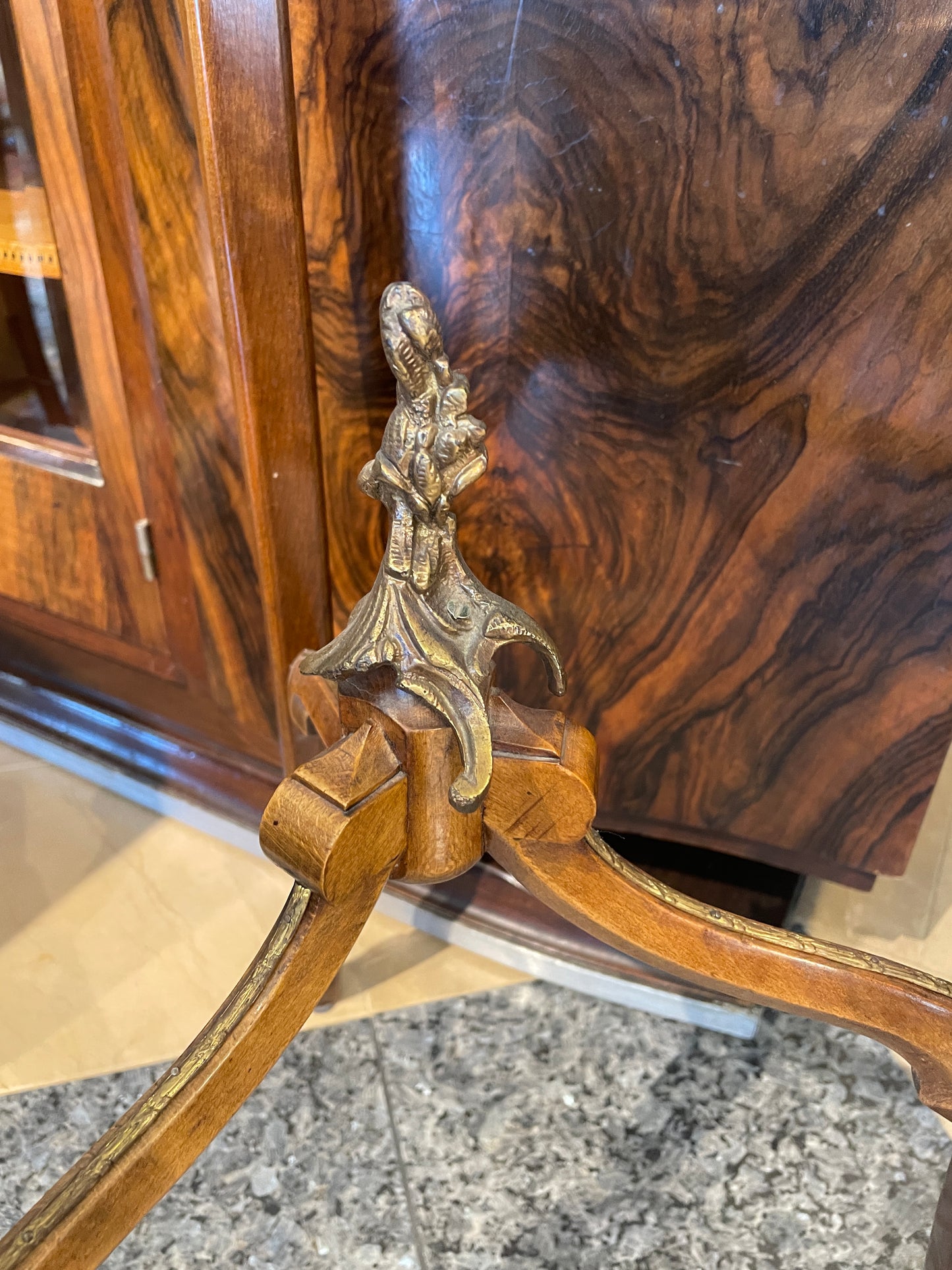 French Louis XV Pedestal with Ormolu and Marble Insert, AS IS (Two available 0N8007 and 0N8008)