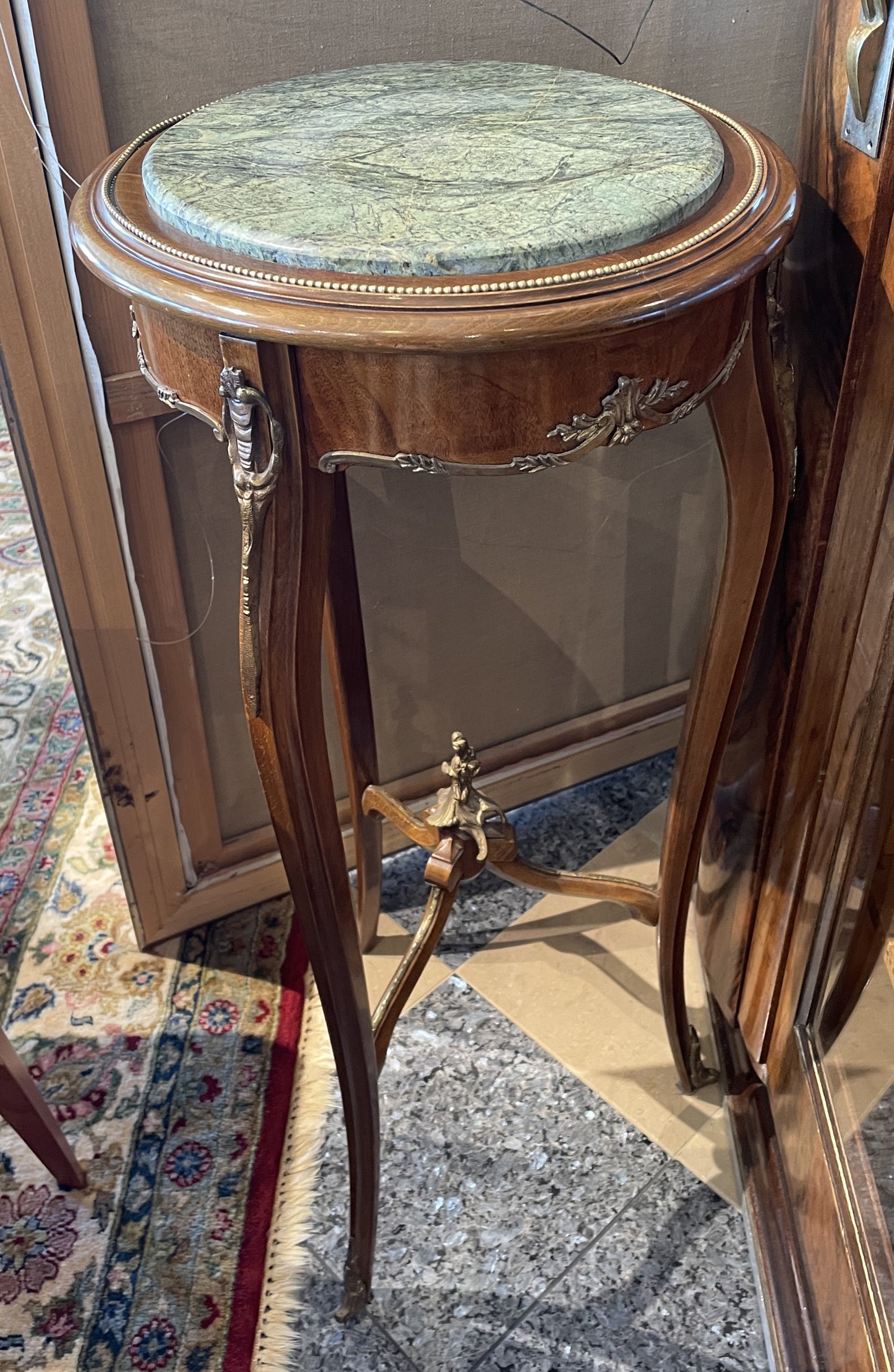 French Louis XV Pedestal with Ormolu and Marble Insert, AS IS (Two available 0N8007 and 0N8008)