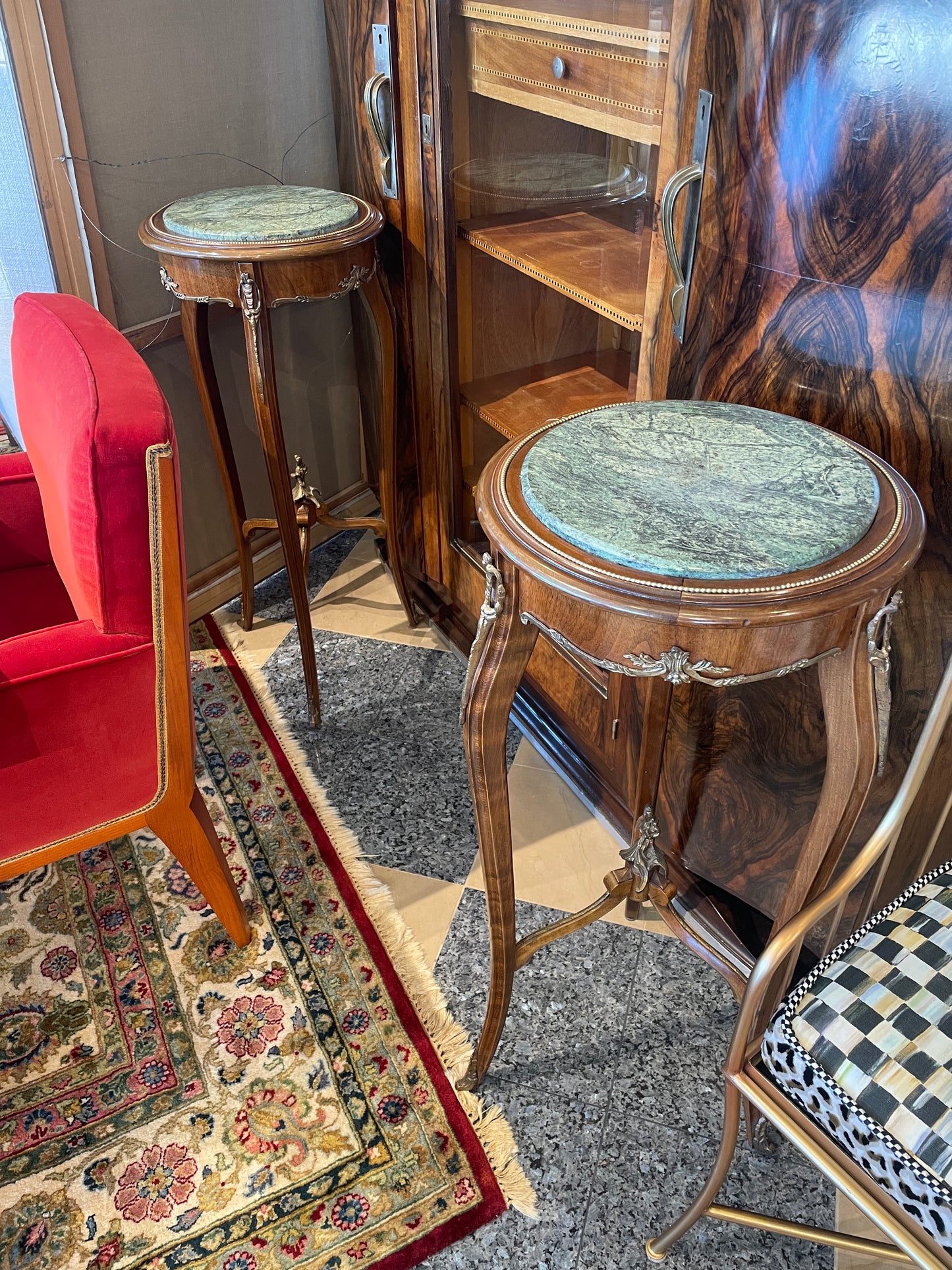 French Louis XV Pedestal with Ormolu and Marble Insert, AS IS (Two available 0N8007 and 0N8008)