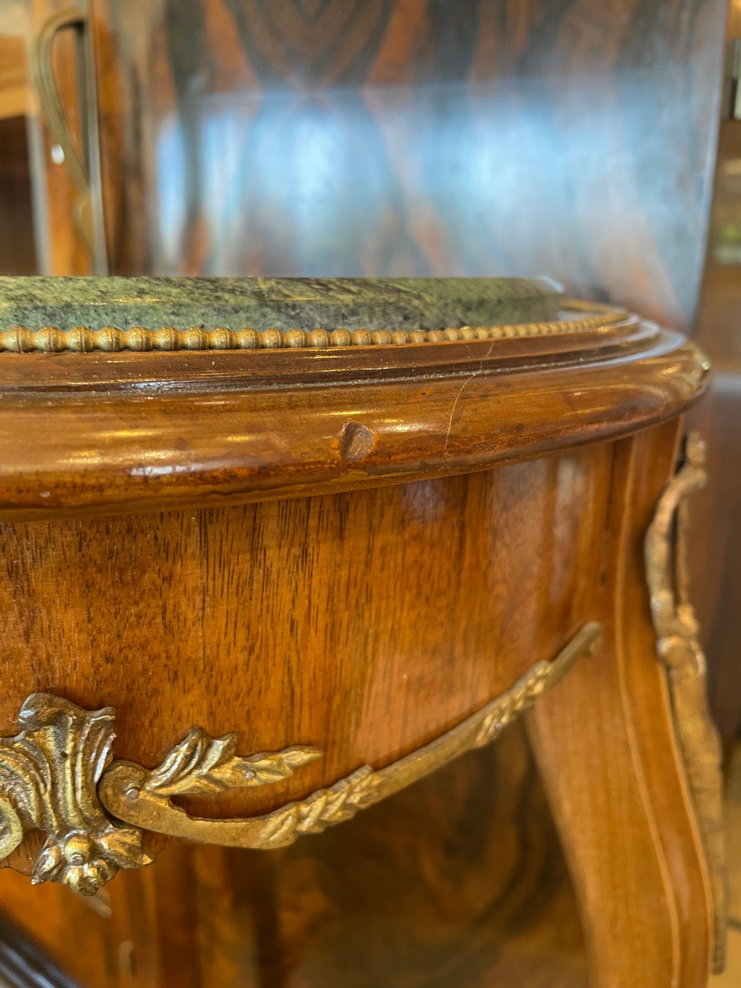 French Louis XV Pedestal with Ormolu and Marble Insert, AS IS (Two available 0N8007 and 0N8008)