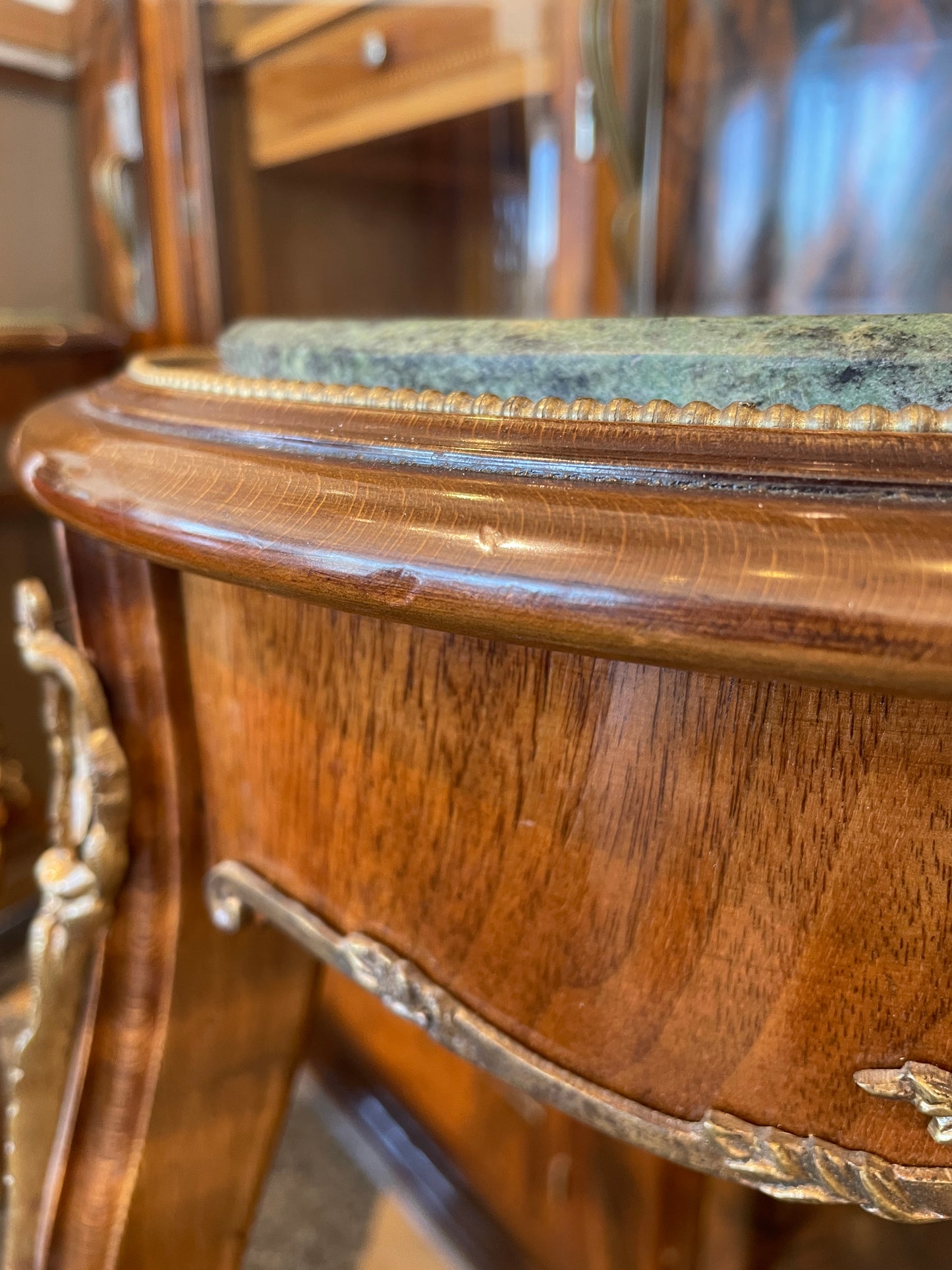 French Louis XV Pedestal with Ormolu and Marble Insert, AS IS (Two available 0N8007 and 0N8008)