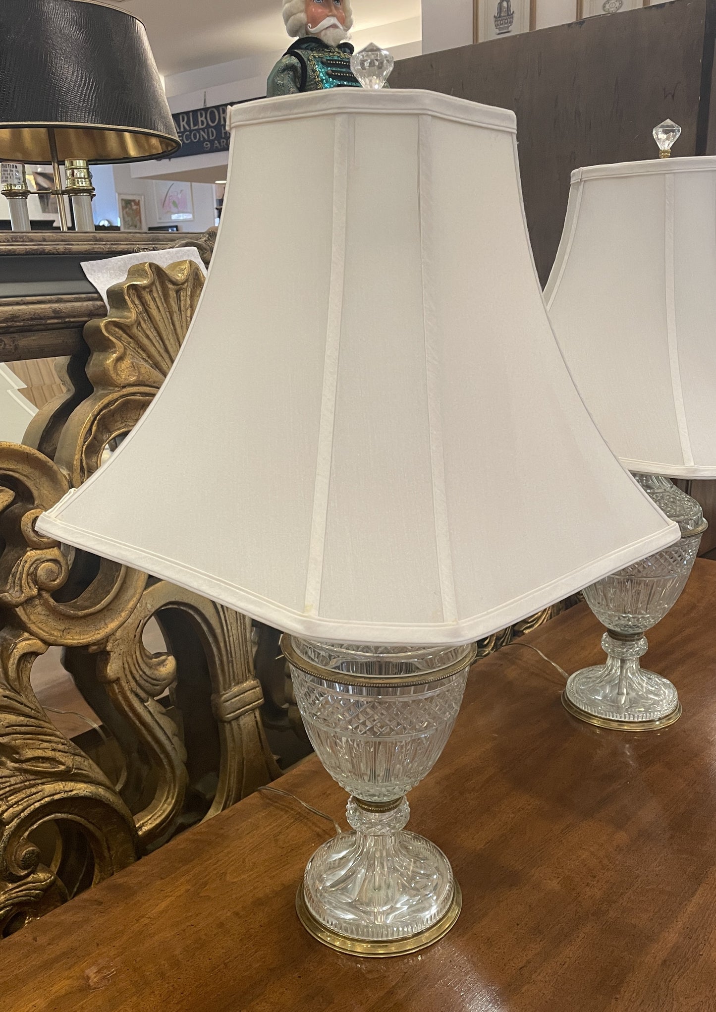 Pr. French Neoclassical Cut Crystal Lamps, attr: Baccarat/Saint Louis (0JO001)