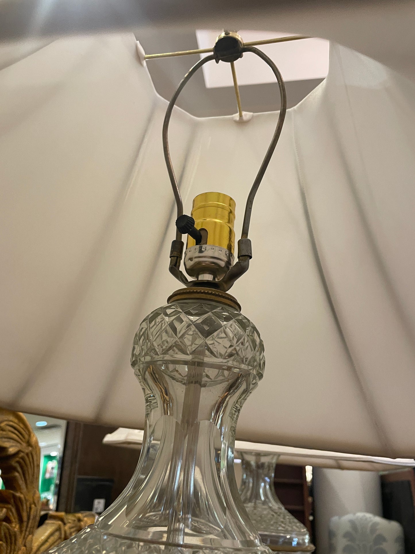 Pr. French Neoclassical Cut Crystal Lamps, attr: Baccarat/Saint Louis (0JO001)