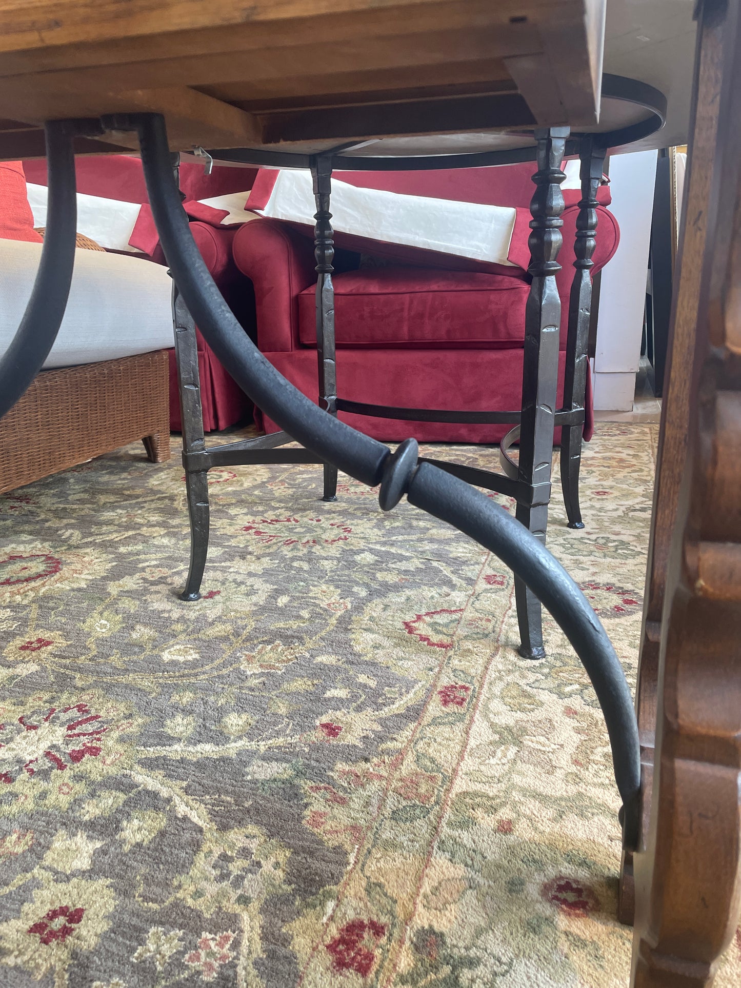 Tudor Revival Small Console with Iron Base, AS IS (0N800B)
