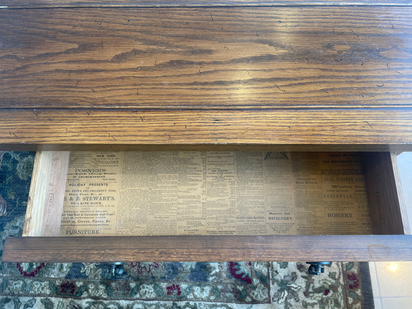 Tudor Revival Small Console with Iron Base, AS IS (0N800B)
