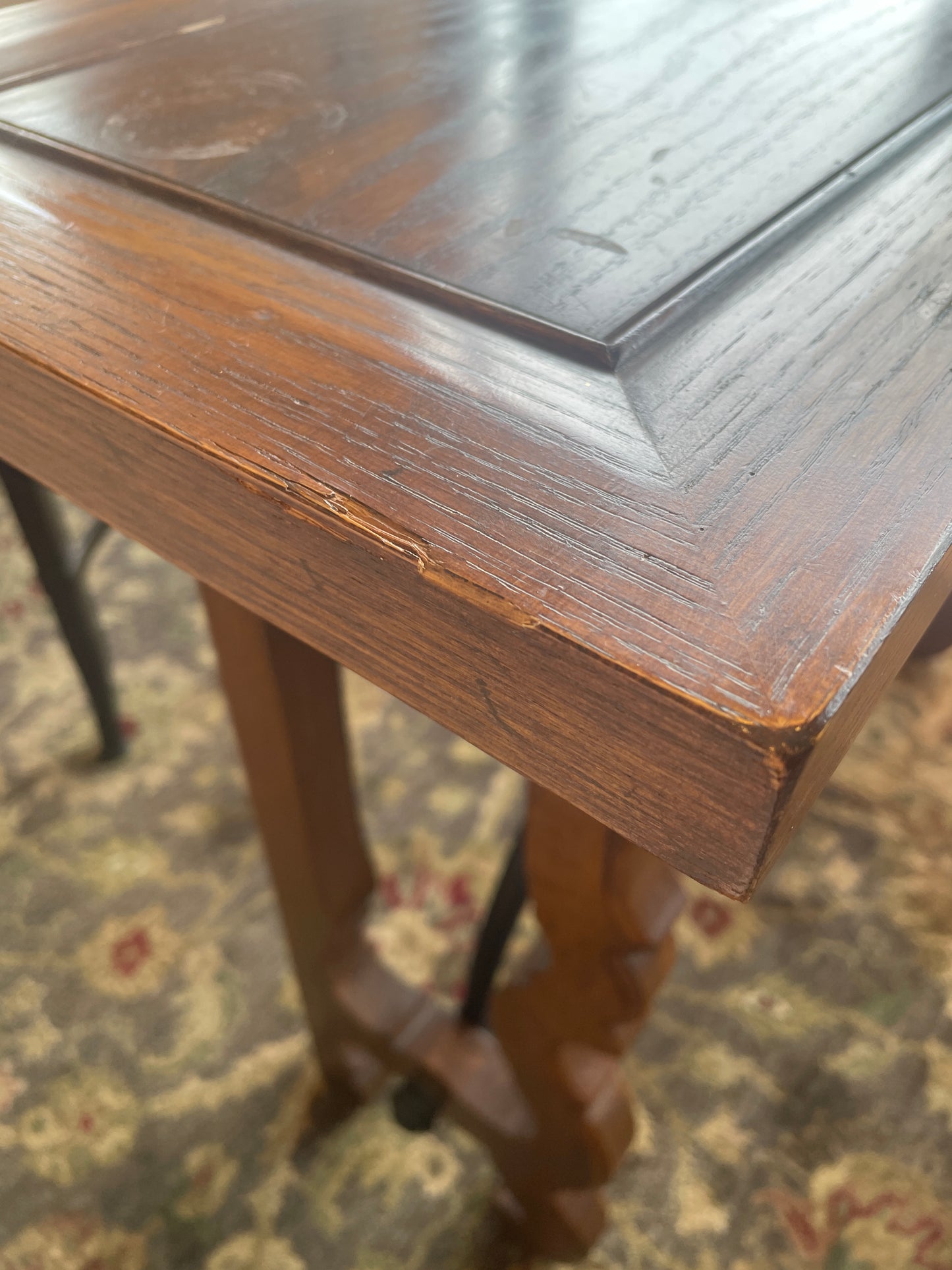 Tudor Revival Small Console with Iron Base, AS IS (0N800B)