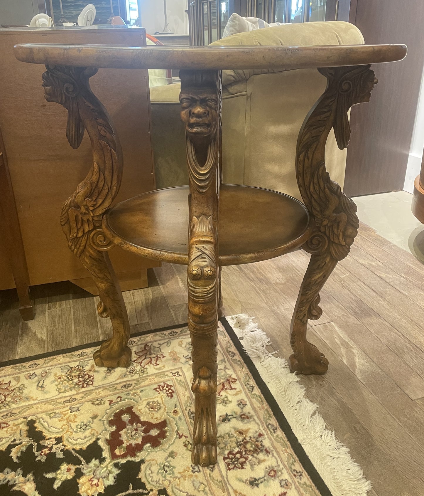 Maitland Smith Figural Head End Table, Two Tier (0JQ001)