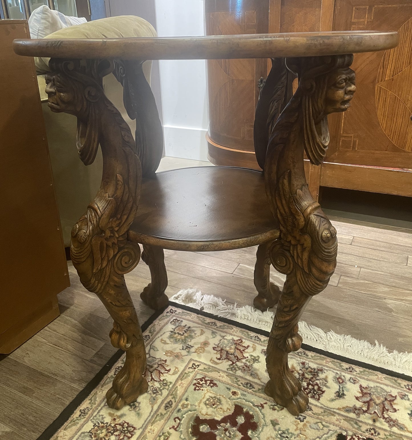 Maitland Smith Figural Head End Table, Two Tier (0JQ001)