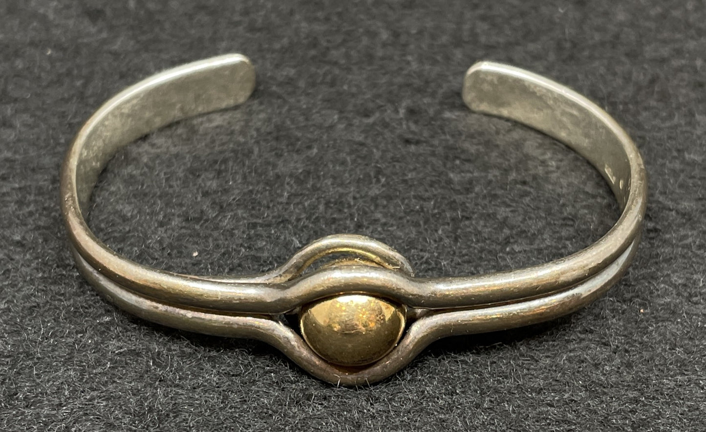 Sterling Cuff With Gold Bead Detail (01400X)