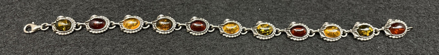 Sterling and Amber Bracelet (01401B)