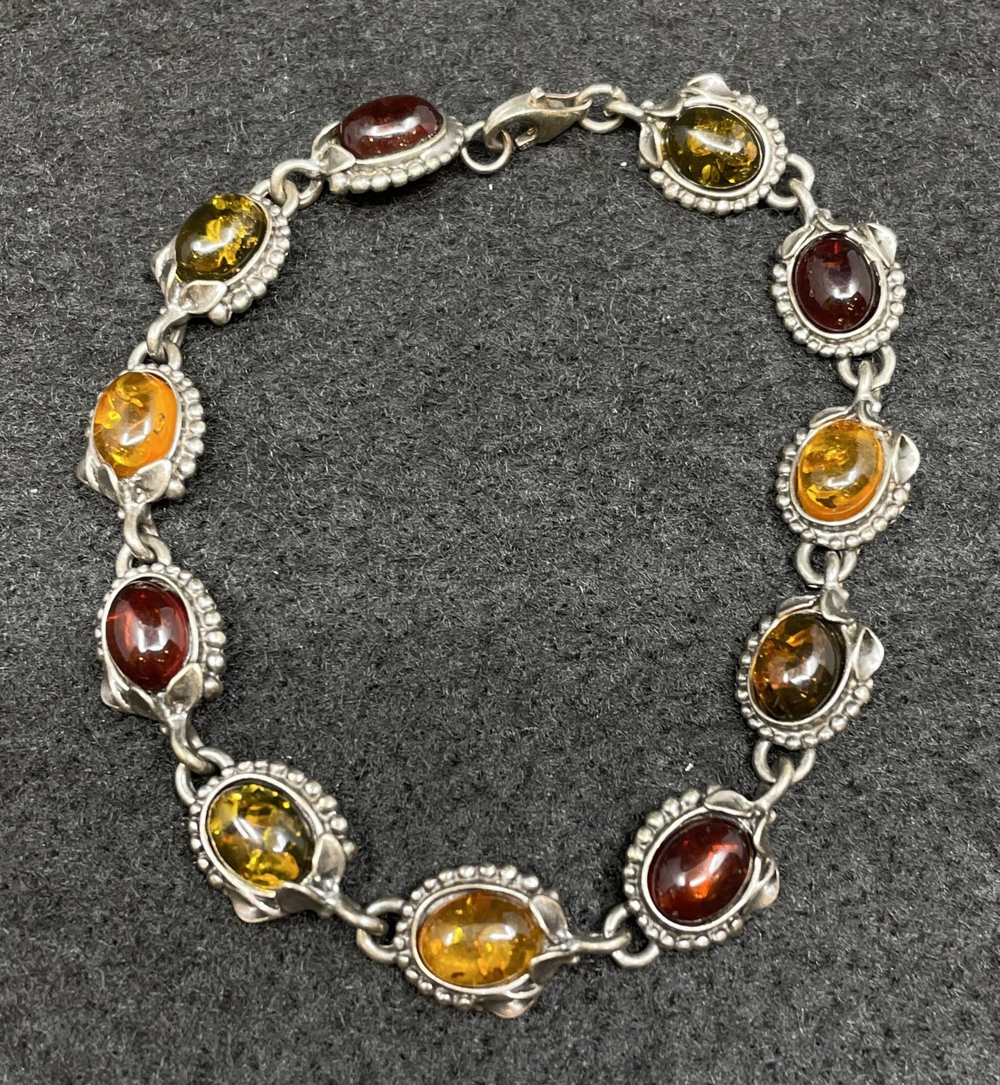 Sterling and Amber Bracelet (01401B)