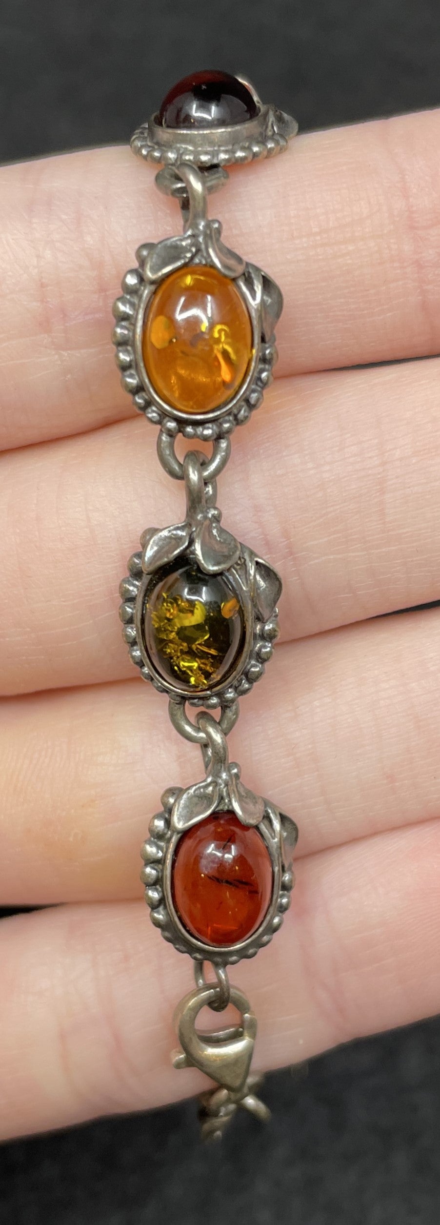 Sterling and Amber Bracelet (01401B)