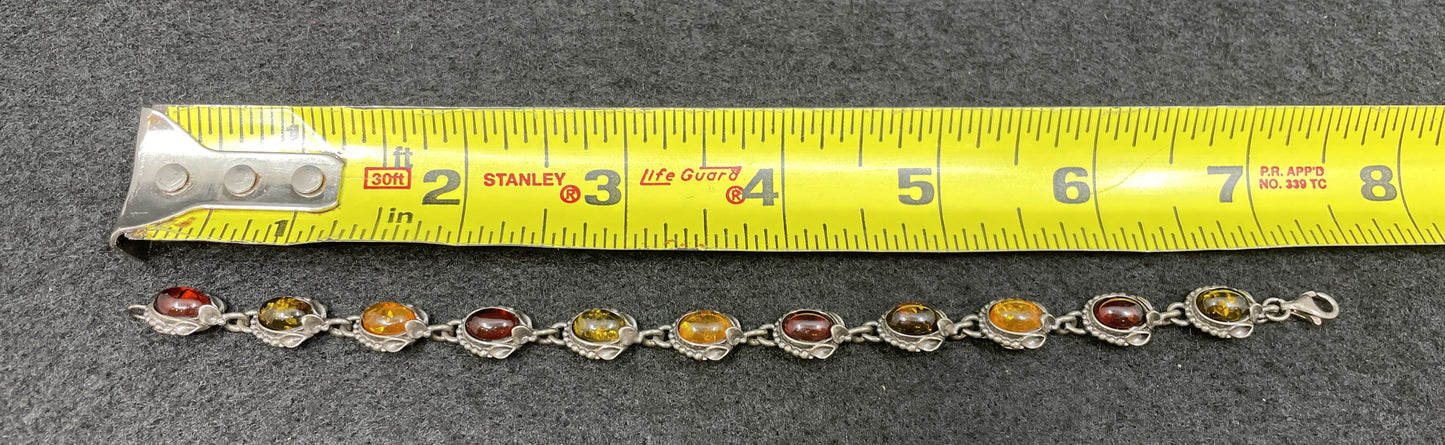 Sterling and Amber Bracelet (01401B)