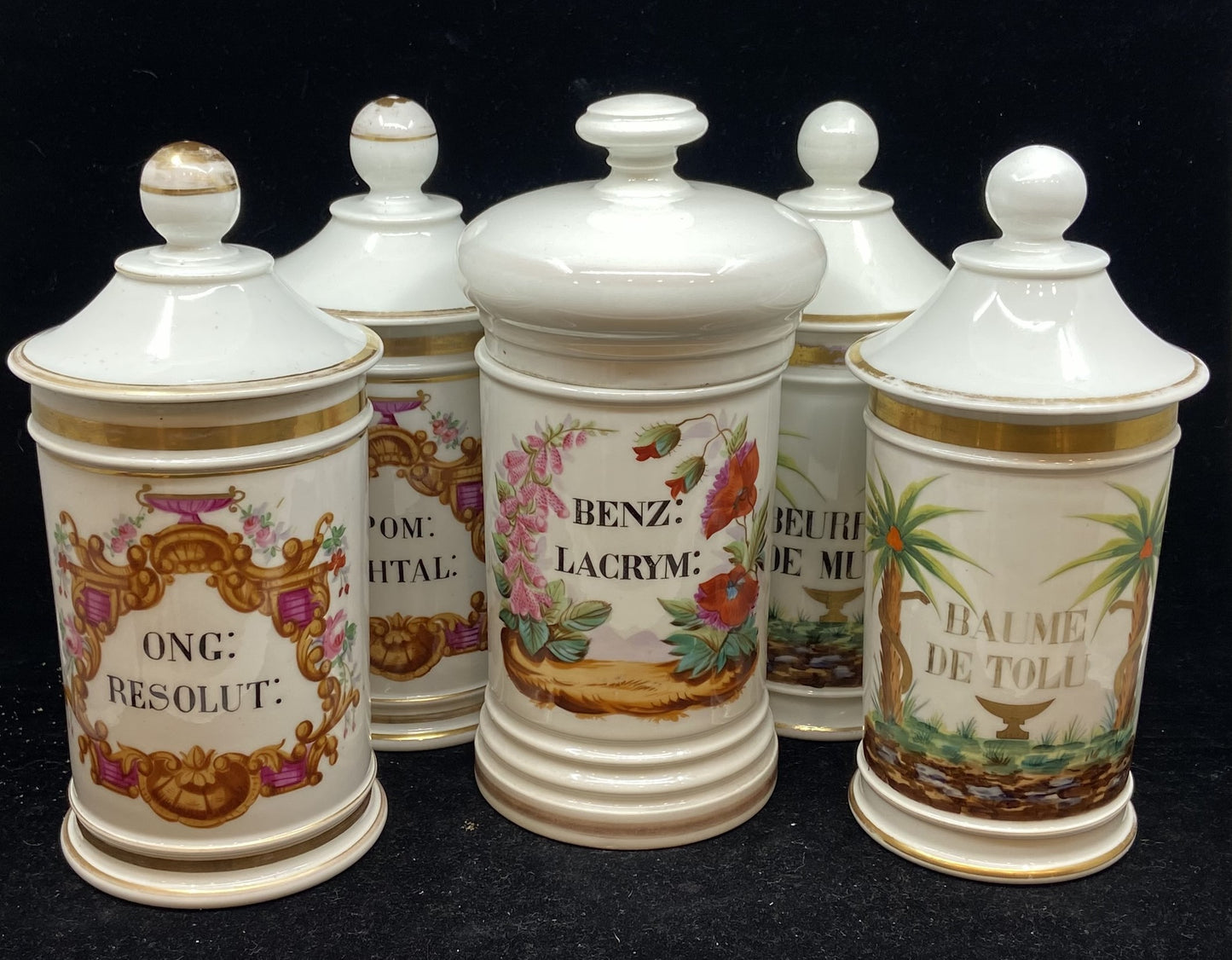 Set of Five French Apothocary Jars (26547)