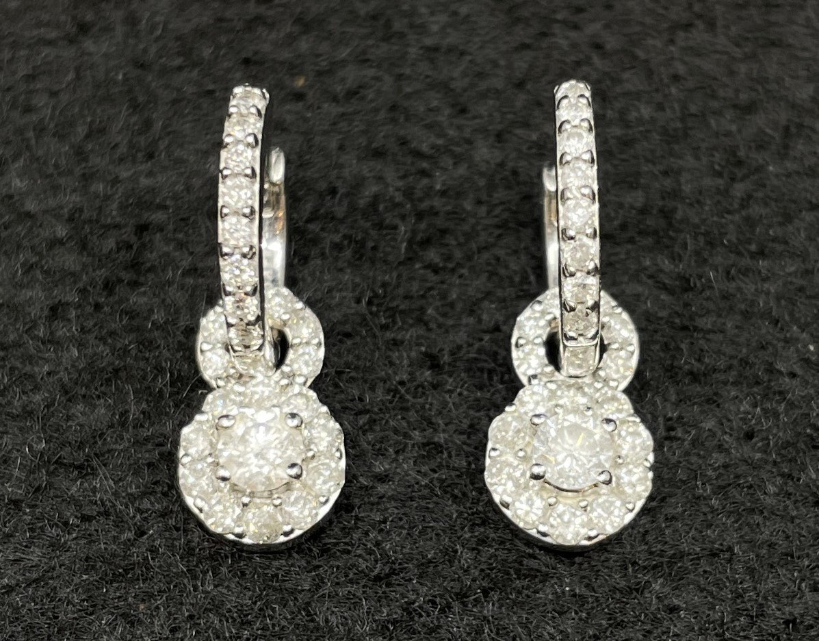 14K White Gold and 5/8 Diamond TW Doorknocker Earrings (01401I)