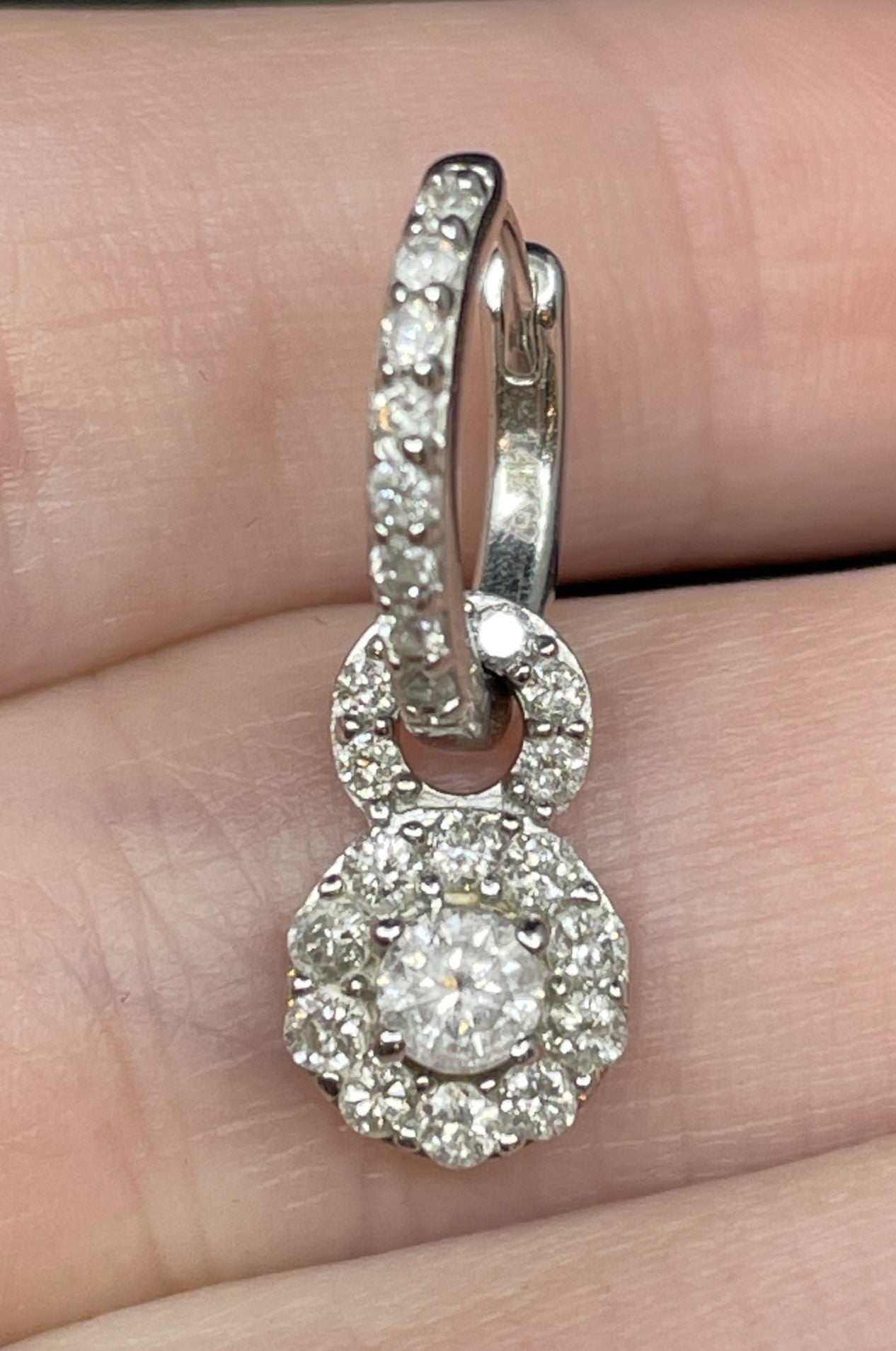 14K White Gold and 5/8 Diamond TW Doorknocker Earrings (01401I)