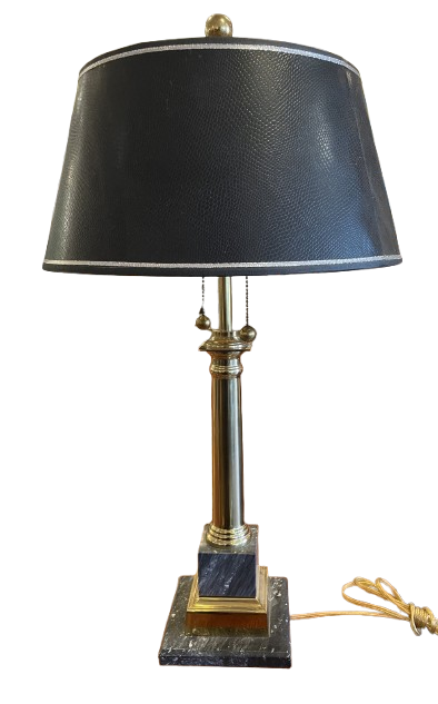 Regency Style Brass and Faux Marble Lamp (0F8005)