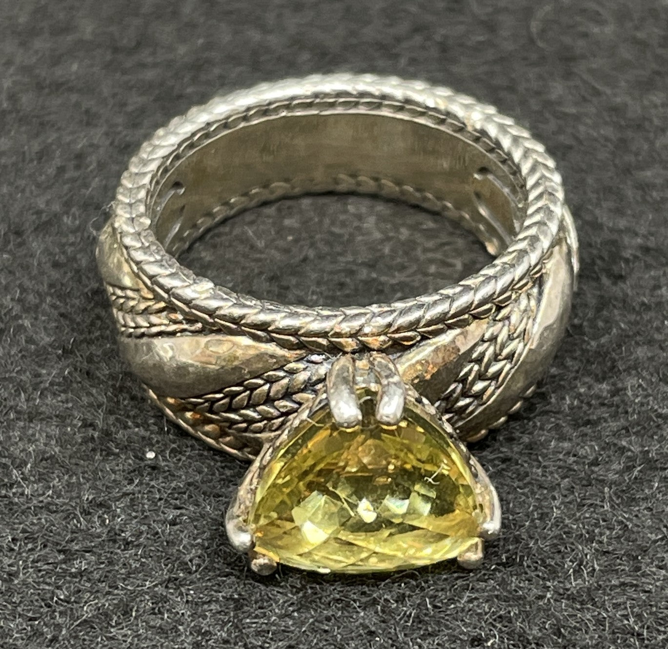 Jai Yellow Sapphire and Sterling Ring (014018)