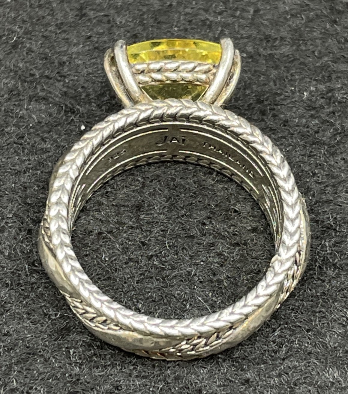 Jai Yellow Sapphire and Sterling Ring (014018)