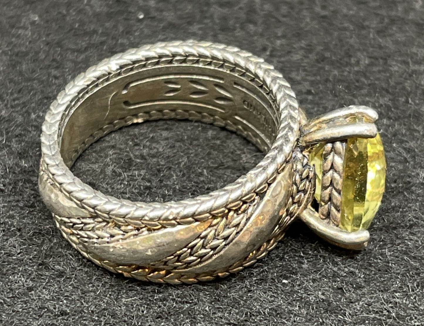 Jai Yellow Sapphire and Sterling Ring (014018)