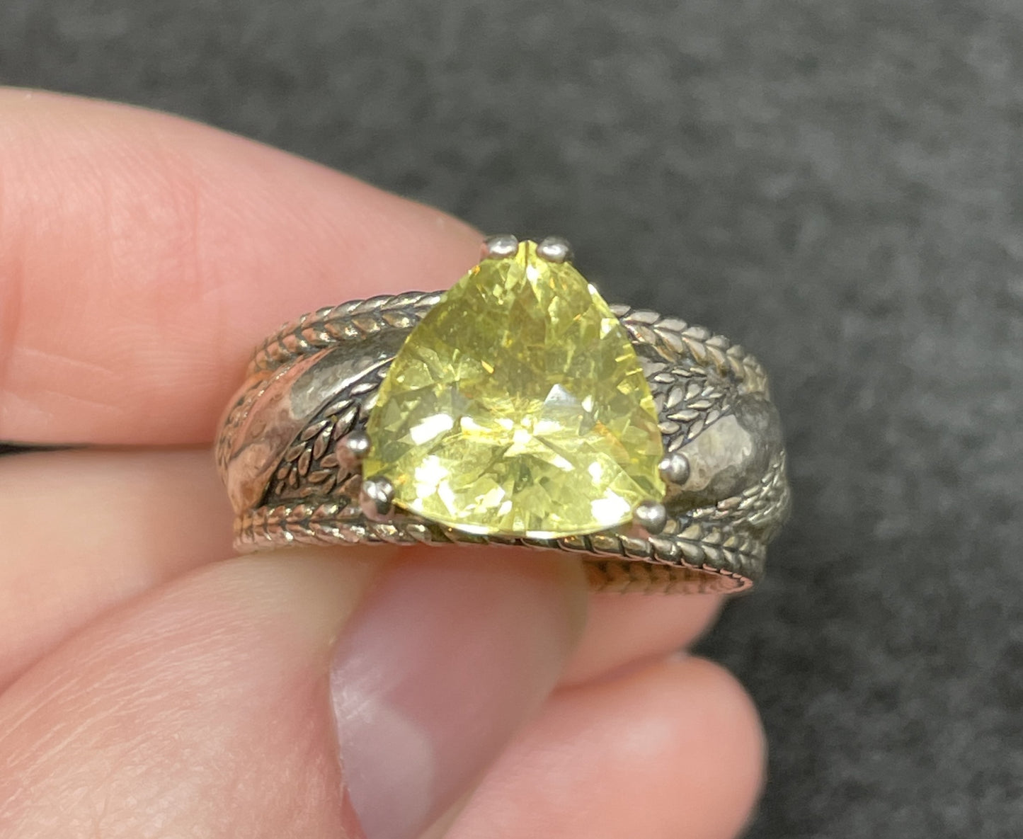 Jai Yellow Sapphire and Sterling Ring (014018)