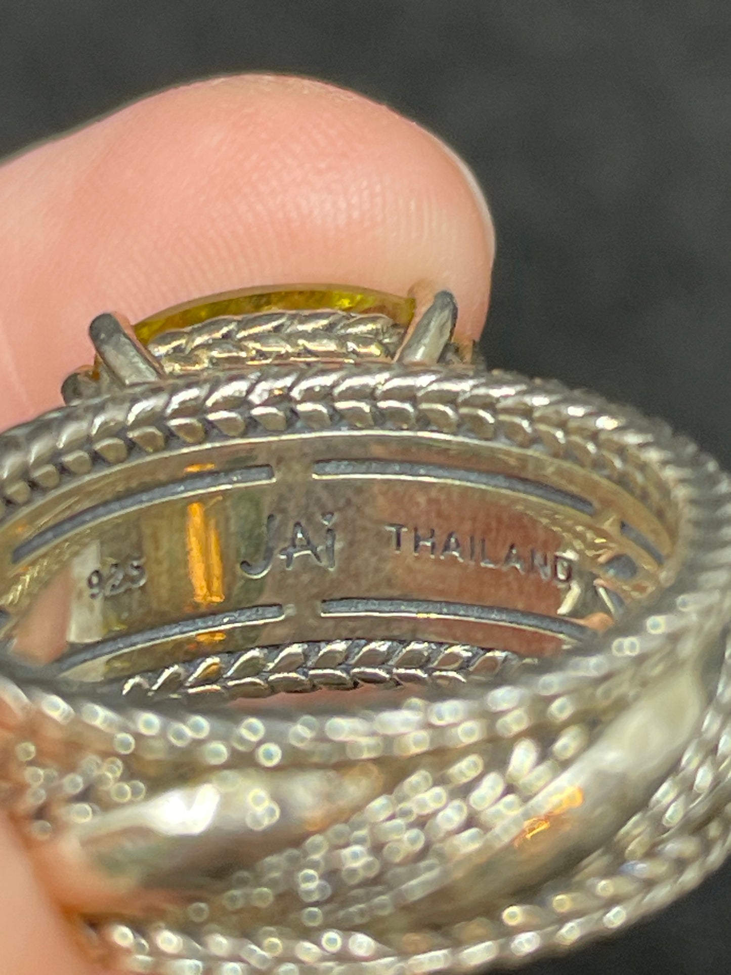 Jai Yellow Sapphire and Sterling Ring (014018)