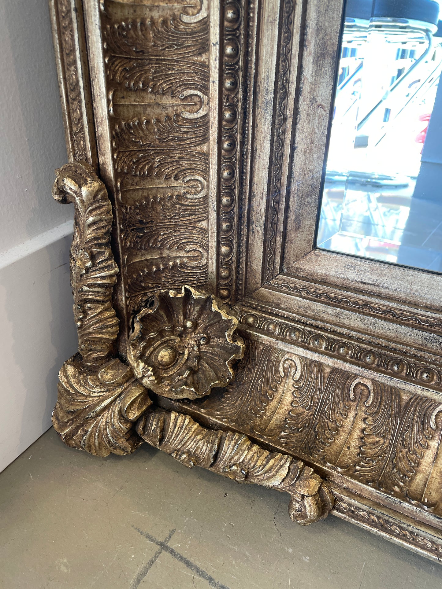 Large Gilt Framed Beveled Mirror (03H01C)