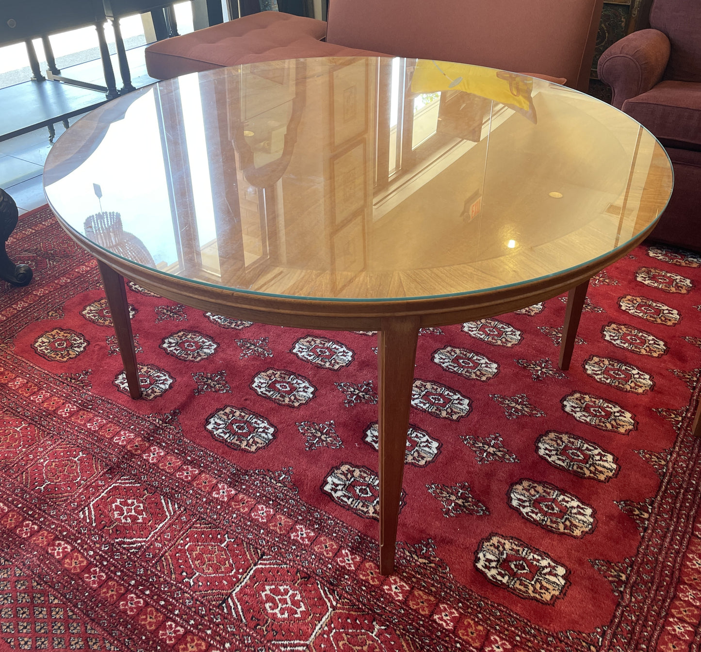 Mid Century Game Table and 4 Barrel Chairs, AS IS (0F8001)