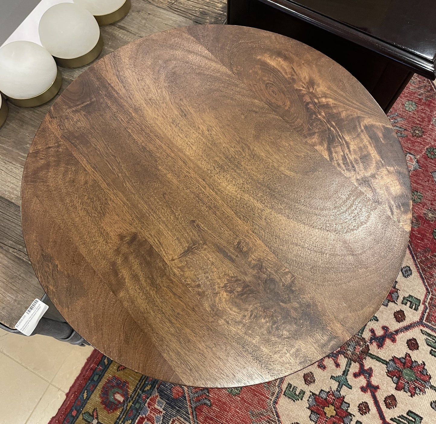 Adjustable Wood Industrial Round End Table (0JR004)