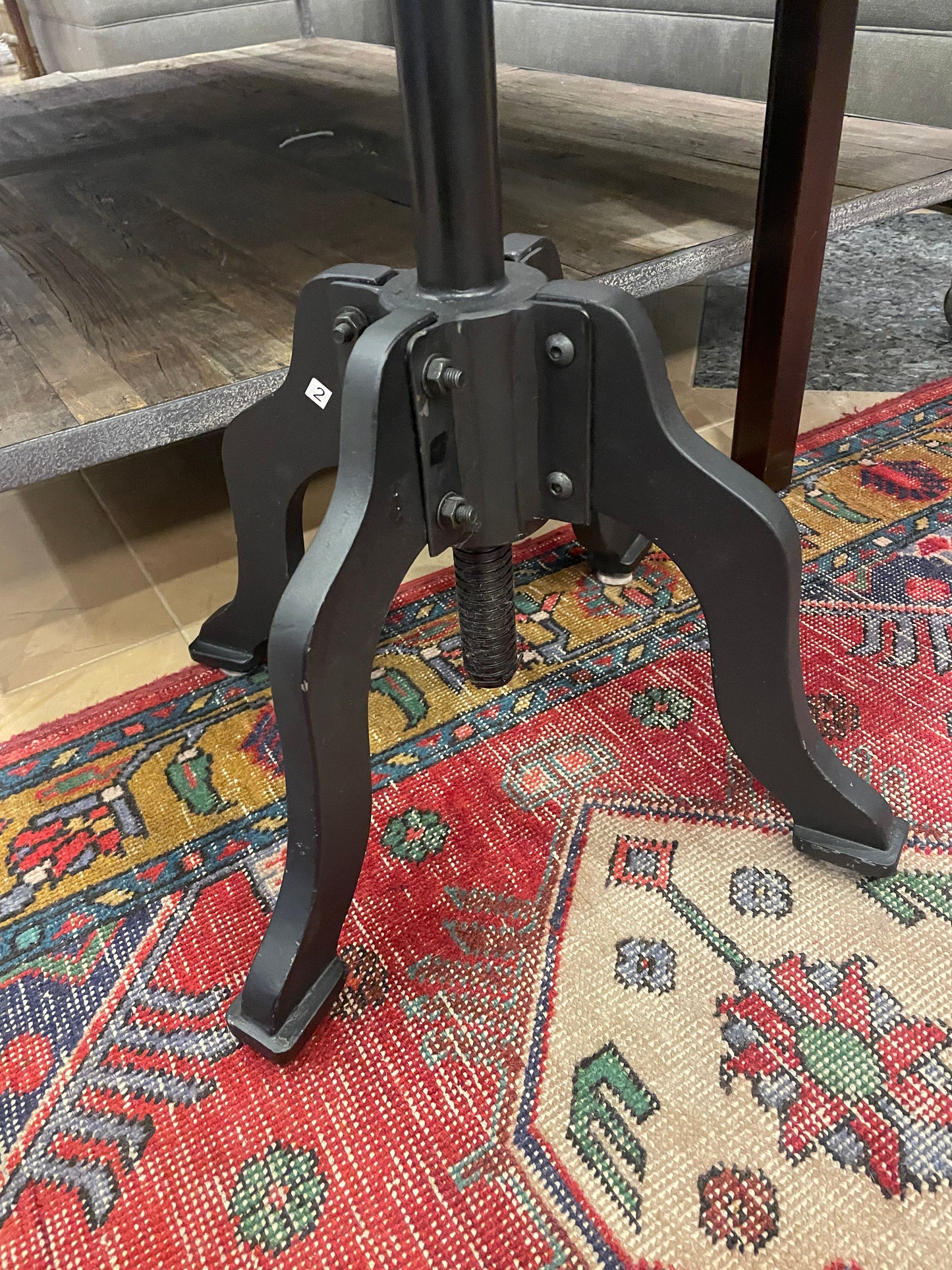 Adjustable Wood Industrial Round End Table (0JR004)