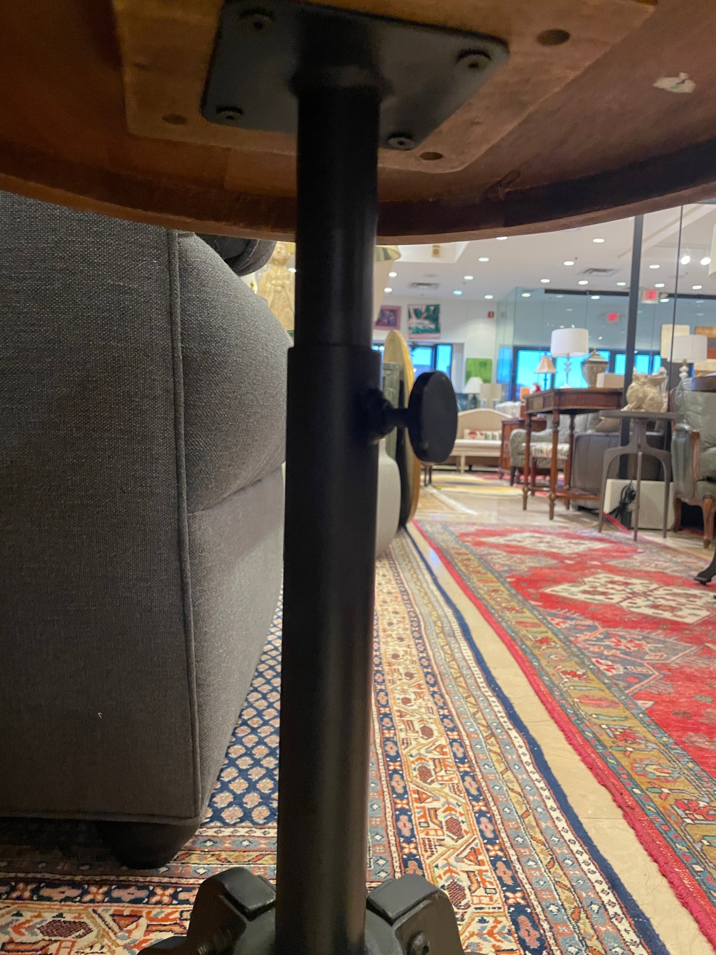 Adjustable Wood Industrial Round End Table (0JR005)