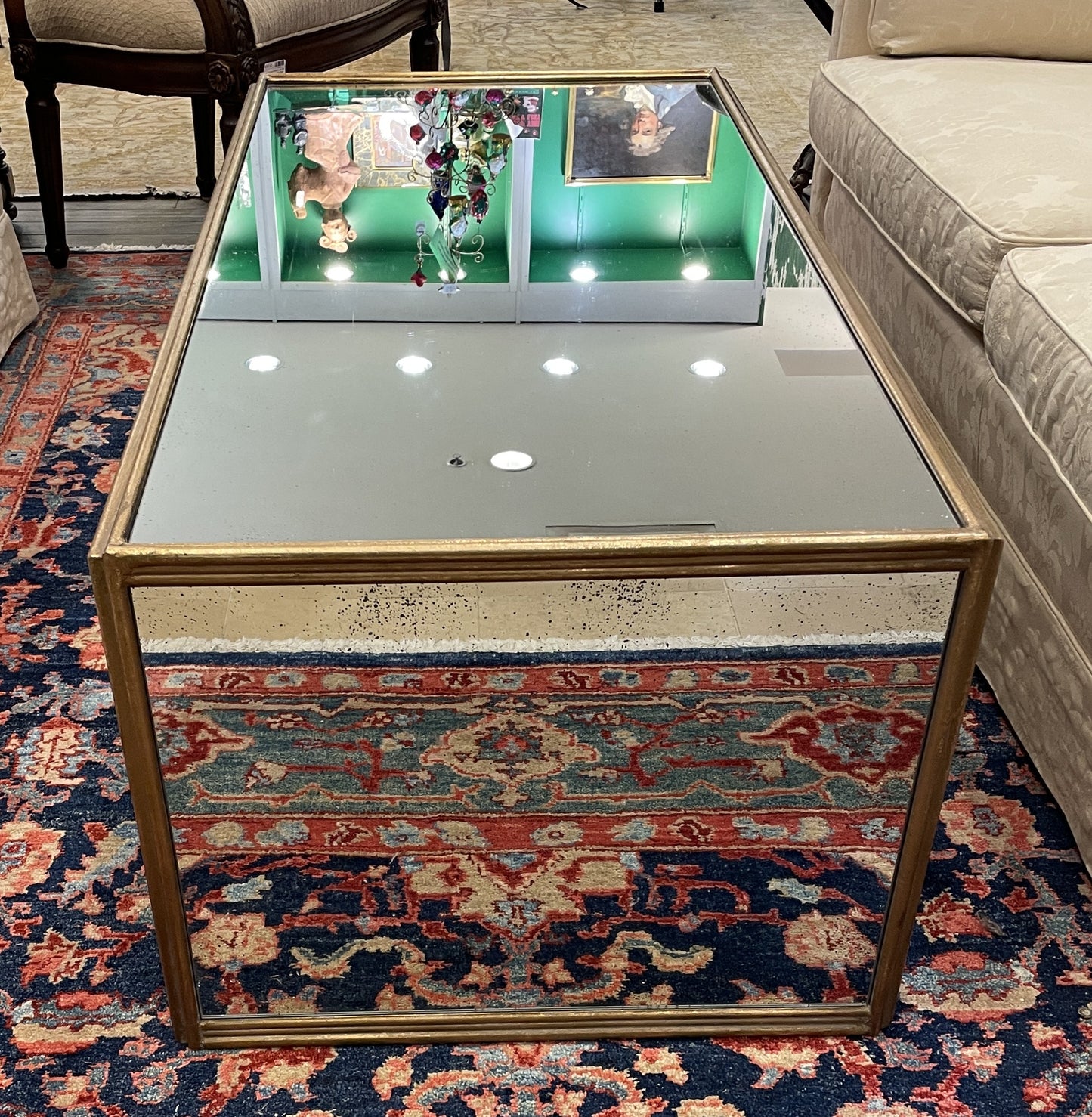 Wisteria Waterfall Mirrored Coffee Table, AS IS (01D016)