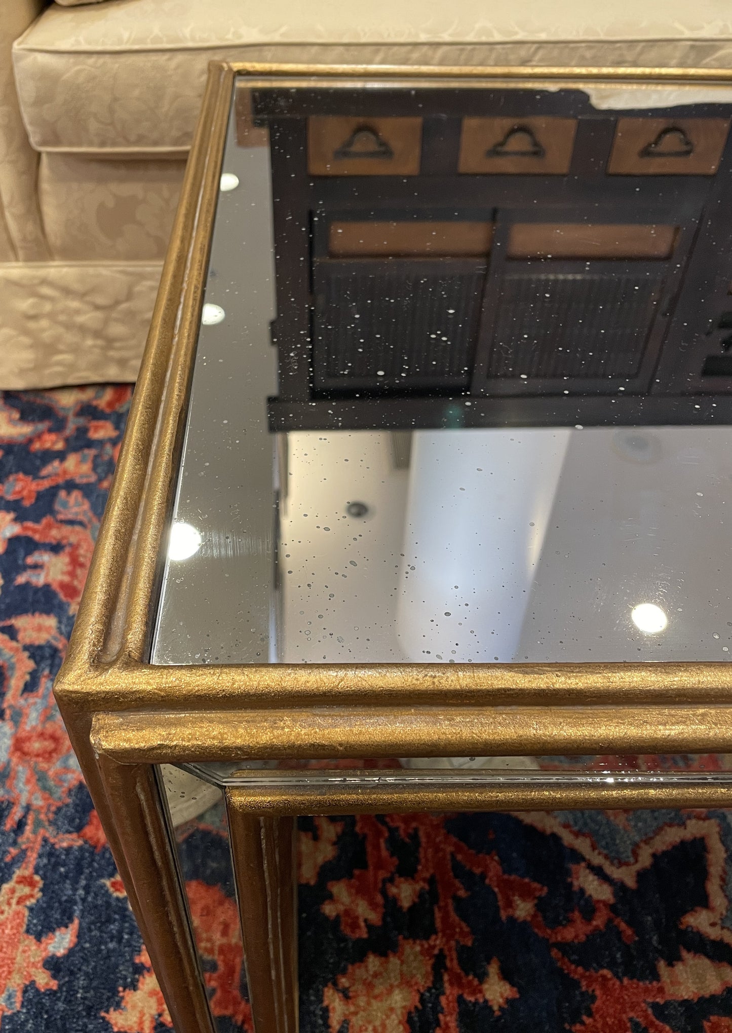 Wisteria Waterfall Mirrored Coffee Table, AS IS (01D016)