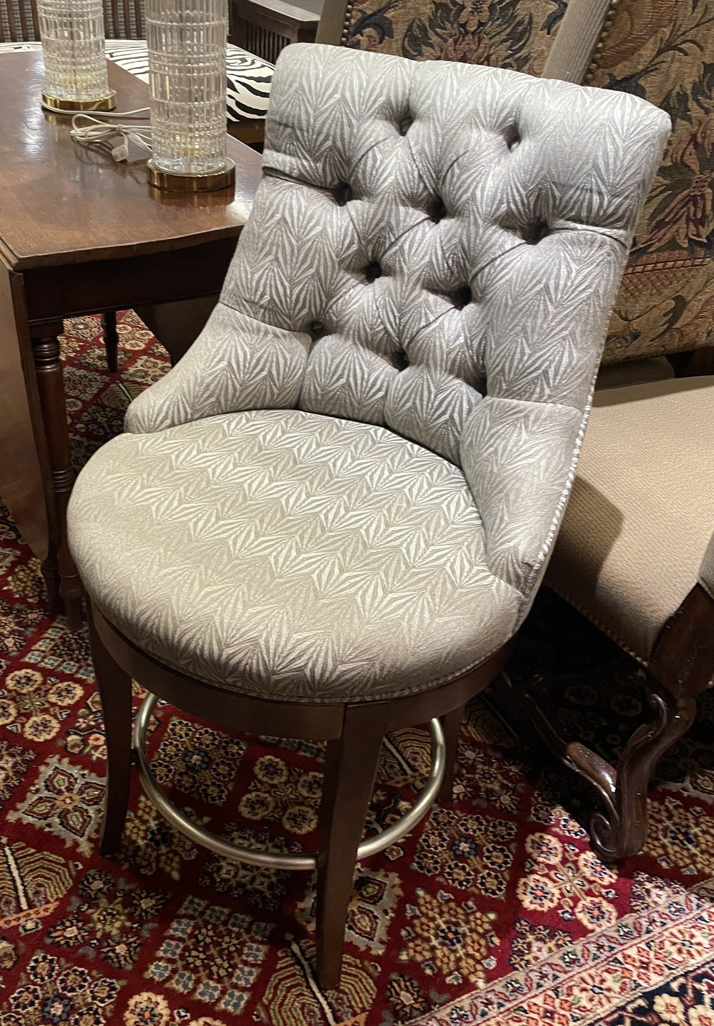 Century Upholstered Swivel Barstool (Four available) (0JQ006)