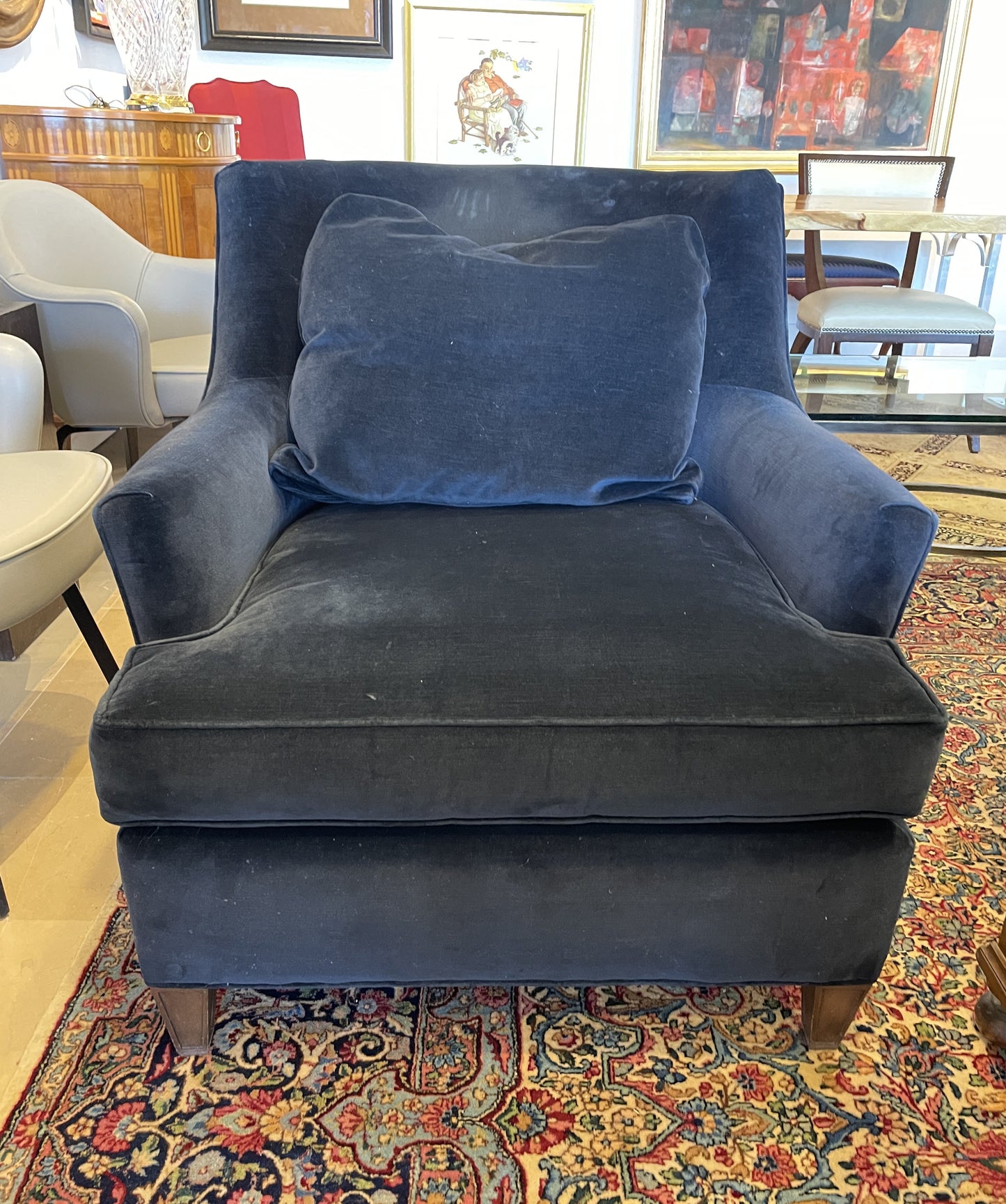 Pearson Upholstered Blue Arm Chair AS IS (0BZ00W)